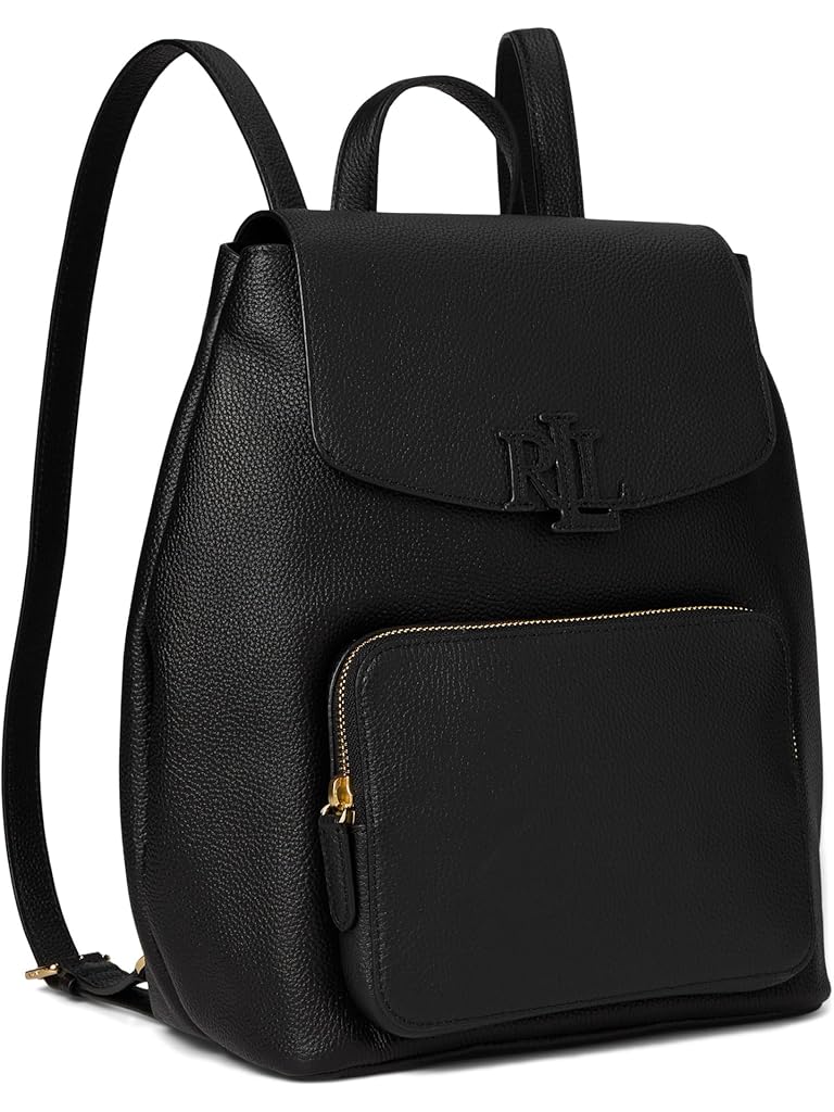 Black Lauren Ralph Lauren Pebbled Leather Medium Cameryn Backpack
