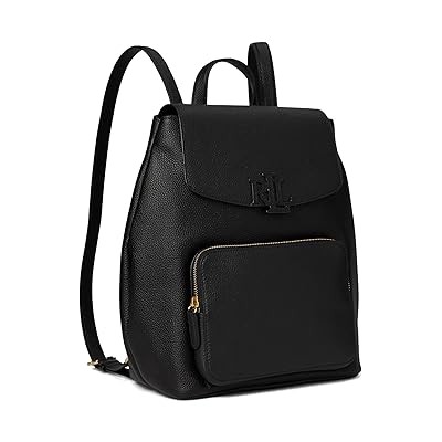 Lauren Ralph Lauren Pebbled Leather Medium Cameryn Backpack Backpack Bags Black