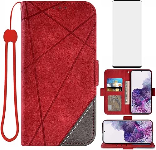 Asuwish Compatible con Samsung Galaxy S20 Plus Glaxay S20+ 5G - Funda tipo cartera y protector de pantalla de vidrio templado con tapa para Gaxaly