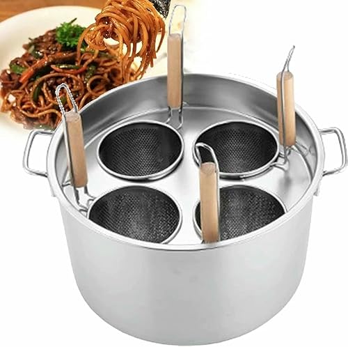 Miniatura 9 de Olla para Pasta De Acero Inoxidable, Juego De Olla para Pasta Con Cesta para Insertar, 4 Agujeros