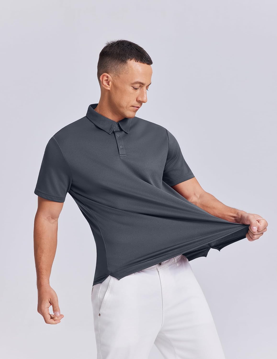 PINSPARK Mens Golf Shirt 3 Buttons Quick Dry Polo Shirts for Men Short Sleeve Casual Stylish Collared Polo Shirts - Image 4