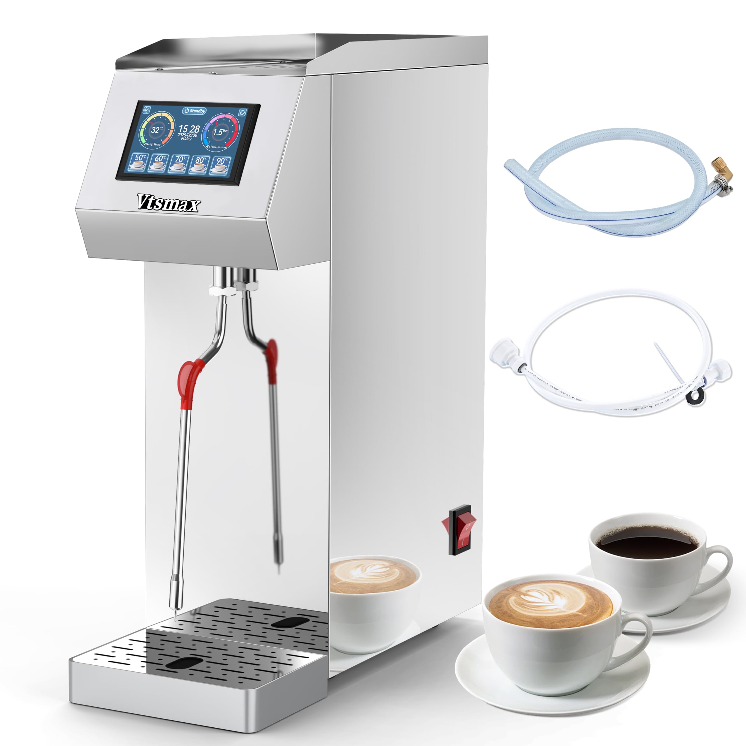 Amazon.co.jp: Vtsmax 業務用 ミルクスチーマー 2000W 自動 ステンレス