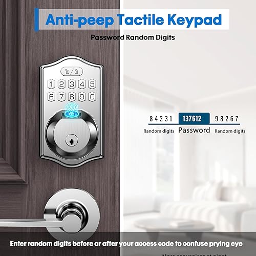 Miniatura 4 de Cerradura de puerta de entrada sin llave, cerradura inteligente para puerta delantera, cerradura de puerta combinada con huellas dactilares,