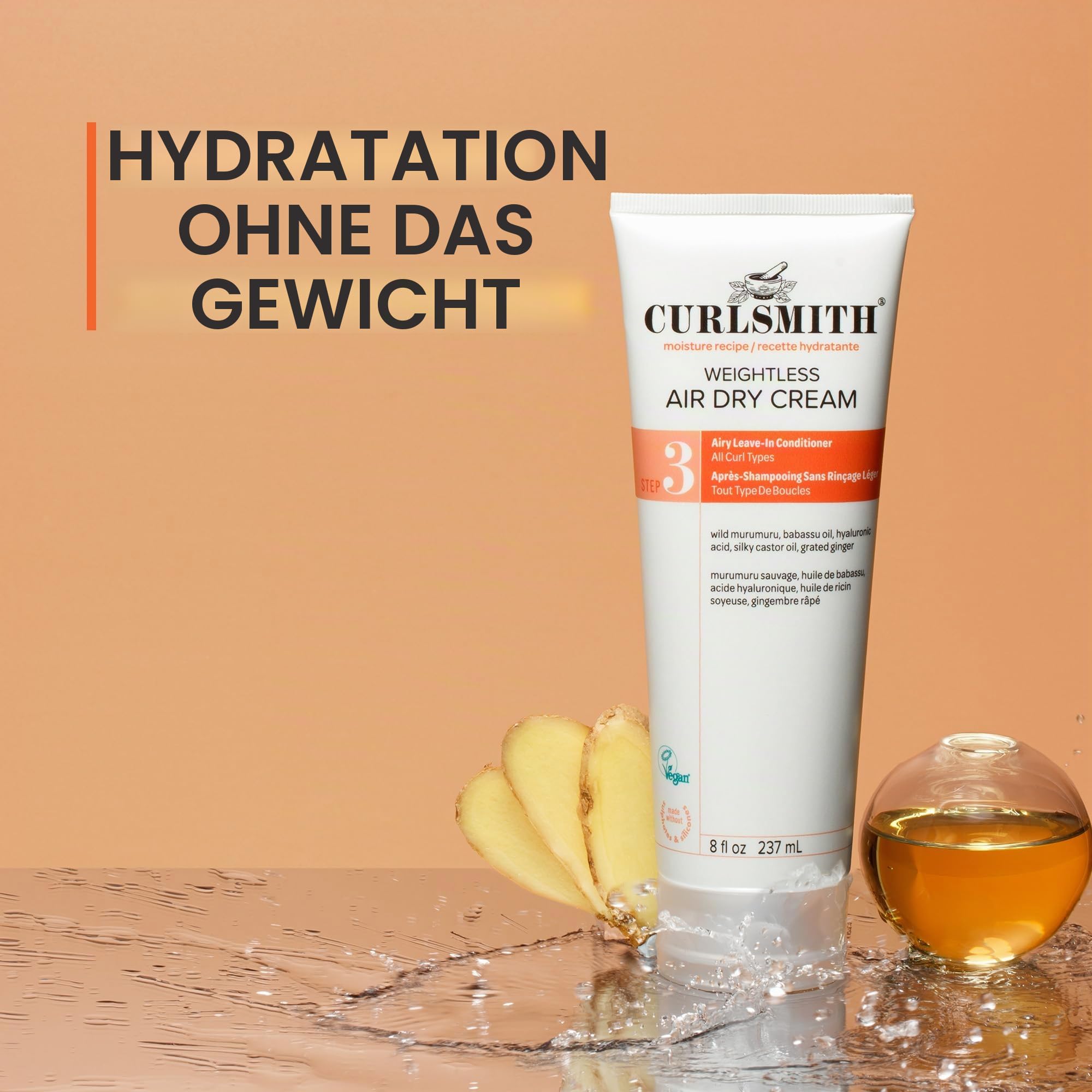 Curlsmith - Weightless Air Dry Cream - Vegan Leave-In Conditioner for Any Hair Type, Smooths Hair (237ml)