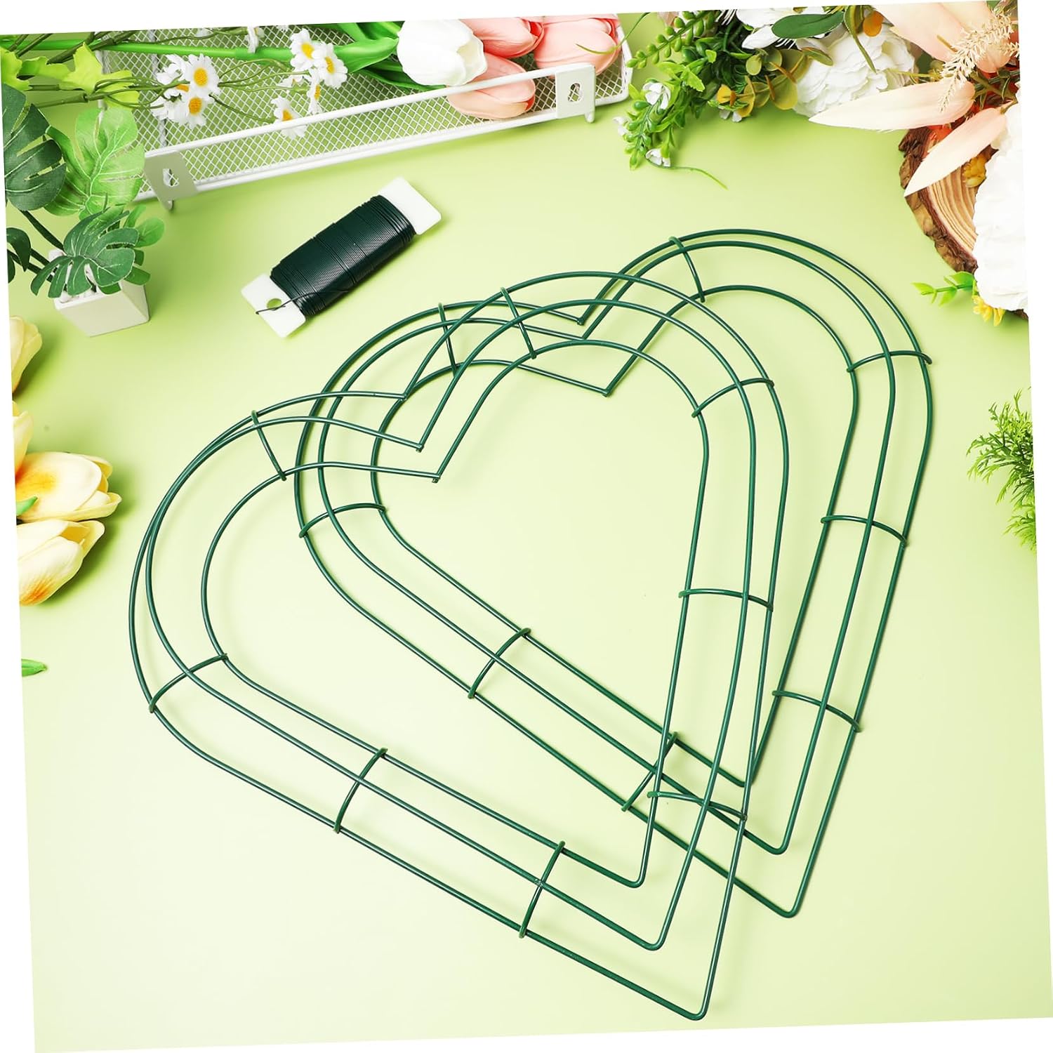2pcs Heart Wreath Frame Wire Wreath Form for Flower Garland TPE Wire for Weddings Parties and Home Decor