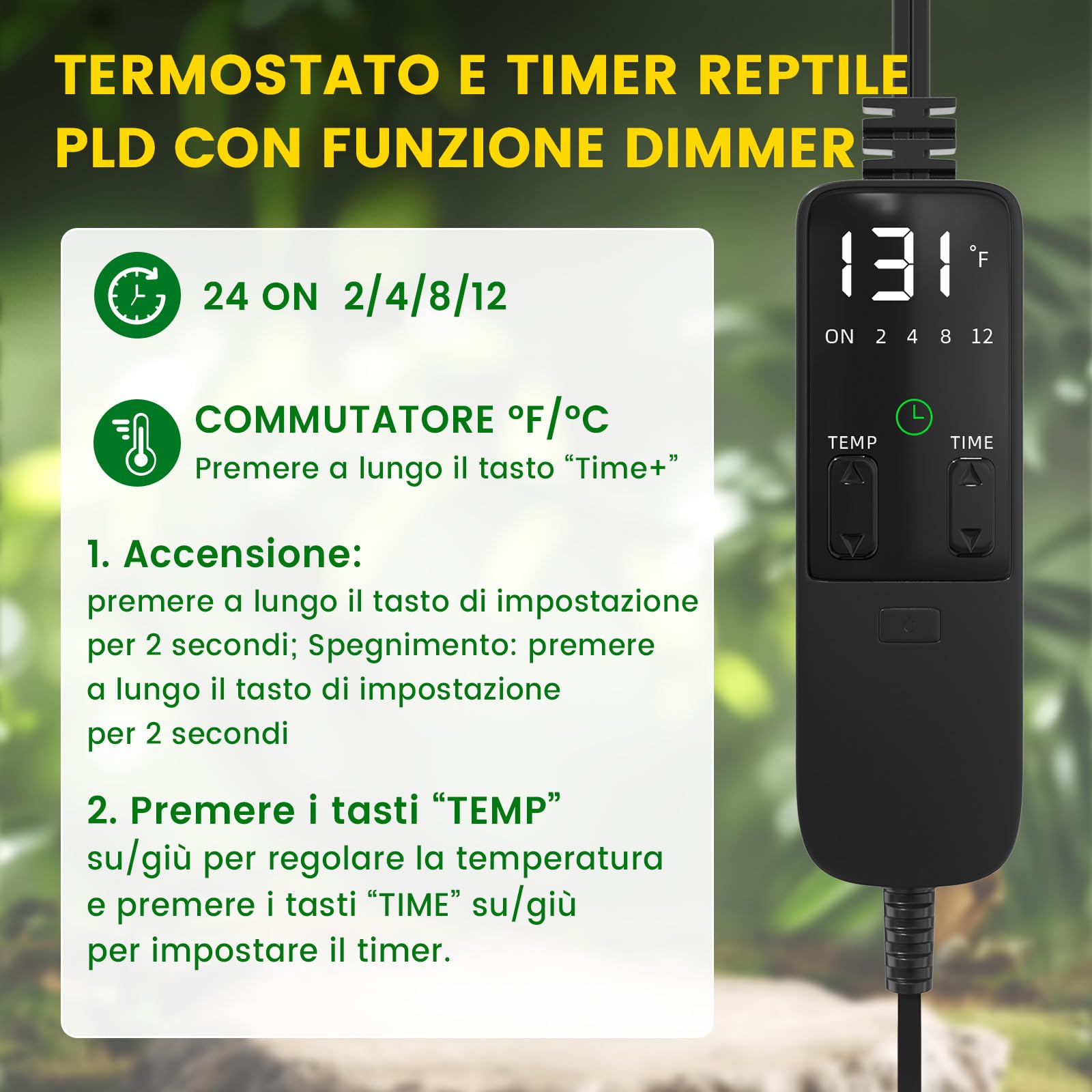 GlowUp Lampada Riscaldante Lampada uvb Tartarughe da 5,5 pollici con termostato e timer, Portalampada E27 Reptile Dome 300W per Tartarughe, Lucertole, Draghi Barbuti (Lampadina non Inclusa)