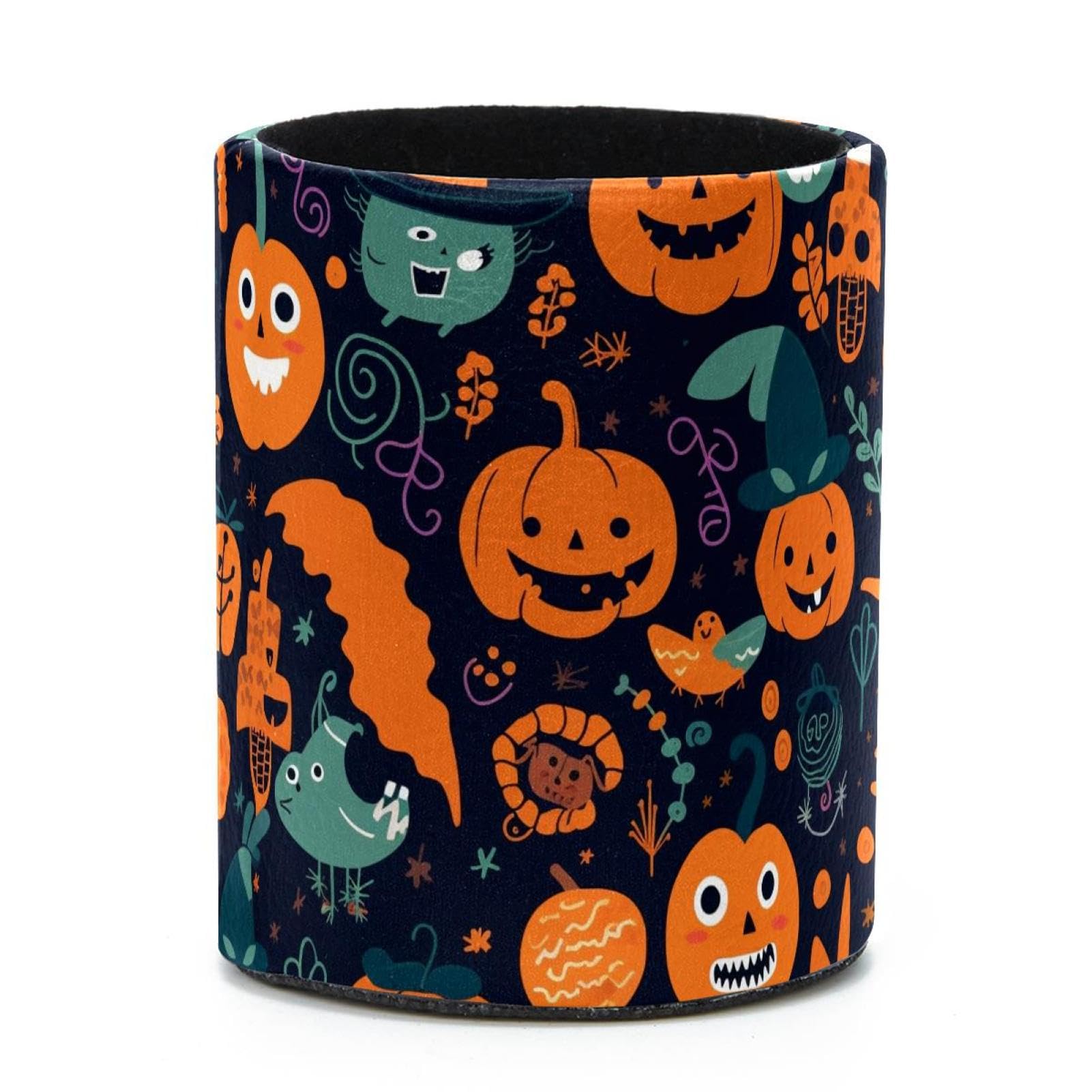VAPOKF Round Pencil Holders for Desk, Halloween Pumpkin Pen Holders Pen Pot Makeup Brushes Storage Desktop Stationery Supplies Organiser for Home Office