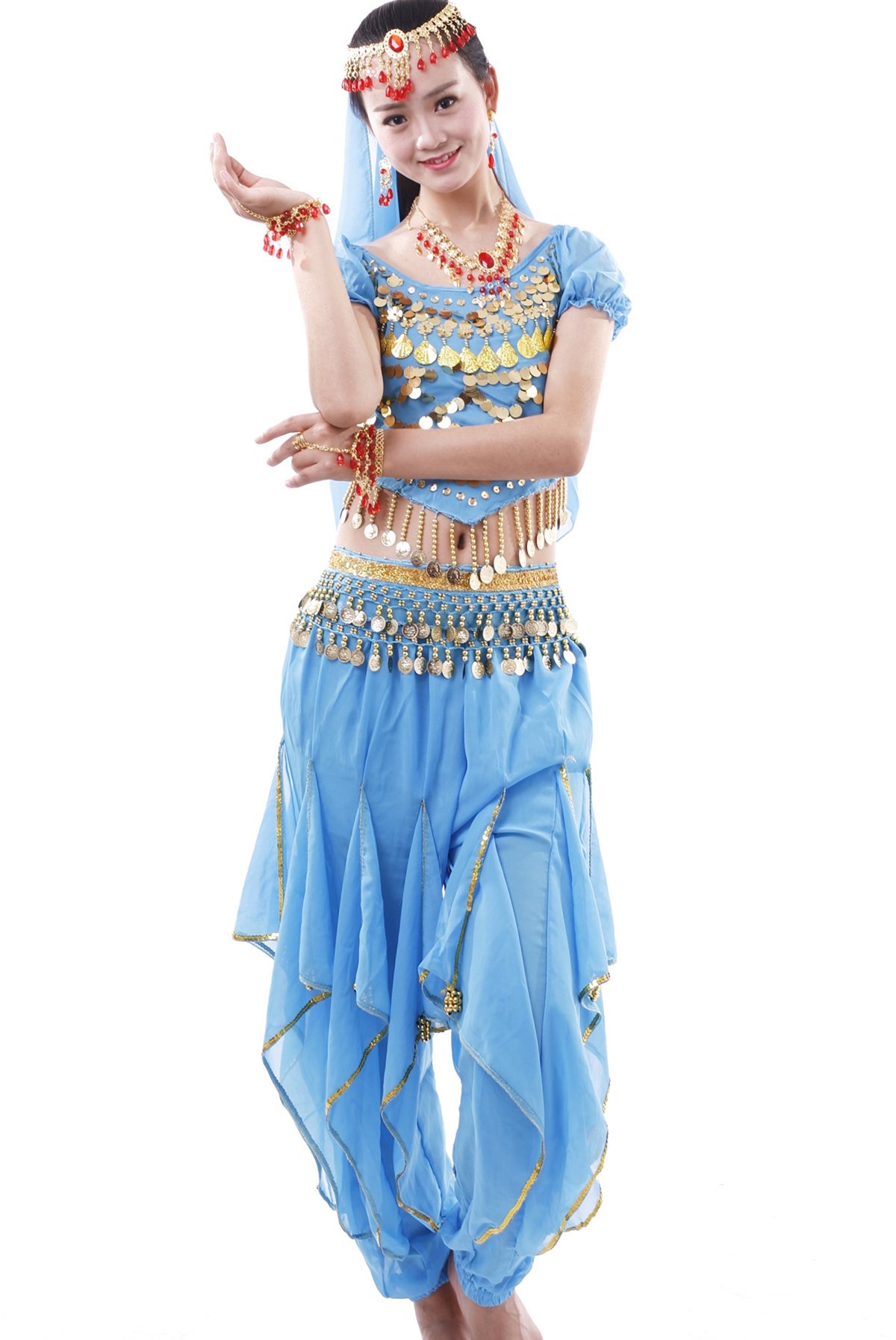 Astage Damen Bauchtanz-Komplet Tanzkostüme Indische Zubehör Alle Ornamente