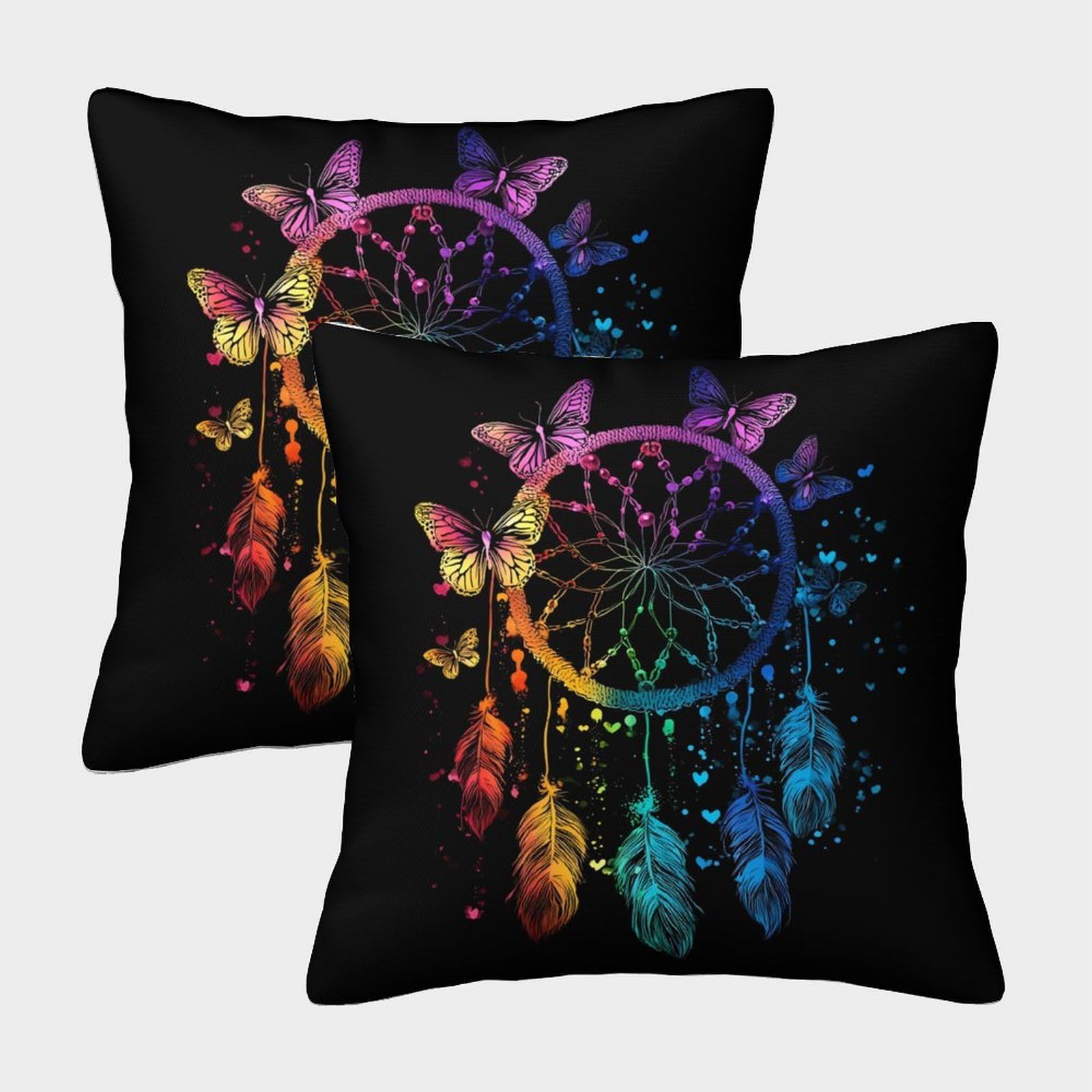 QFVANSIYO Dreamcatcher Butterfly 3D Printed Microfiber Pillowcase Bedroom Decor Abstract Pillow Cover Breathable for Home Bedding 45x45cm