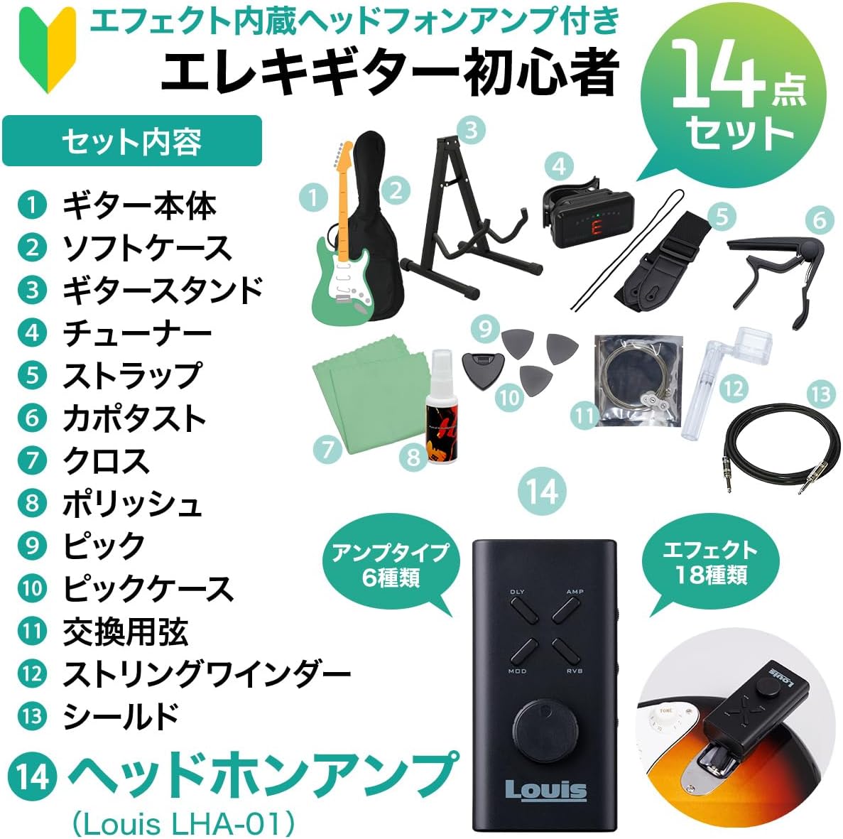 Bacchus BTC-1R 3TS エレキギター 初心者14点セット 【ヘッドホンアンプ付き】 ユニバースシリーズ バッカス