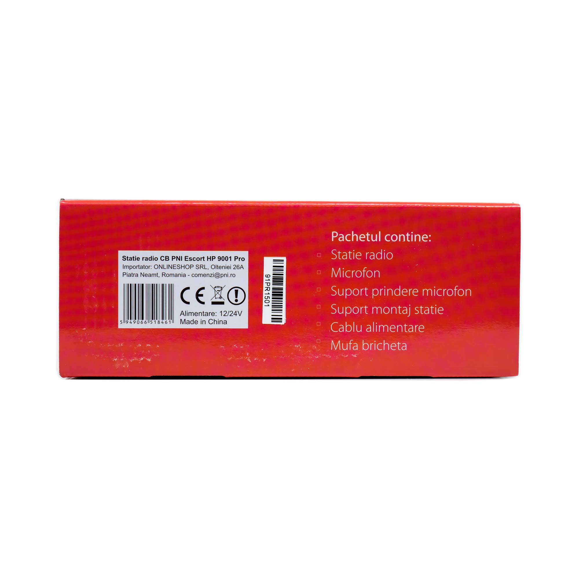 Radio CB PNI Escort HP 9001 PRO ASQ regulowane, AM-FM, 12 V / 24 V, 4 W, skanowanie, podwójny zegarek, ANL, kolorowy wyświetlacz