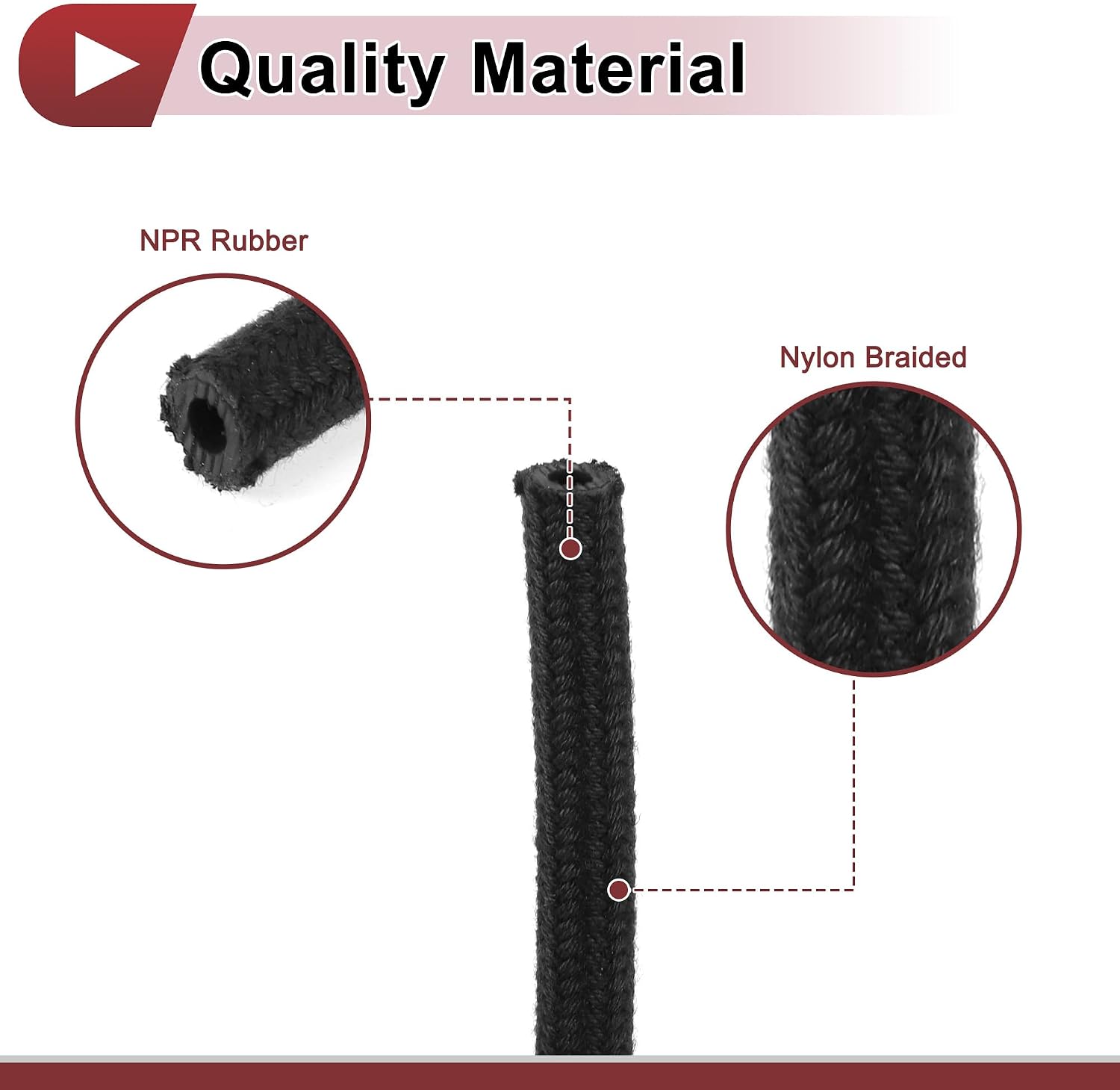 1Pcs 1/8 Fuel Line Hose 10ft Vacuum Hose Automotive Fuel Hose 1/8"ID 2/7"OD NPR Rubber,Nylon Braided