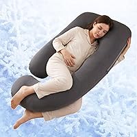 Vista 10 de ALLOPERA Almohada de embarazo, almohada de maternidad de cuerpo completo de 57 pulgadas con funda extraíble lavable, soporte para dormir