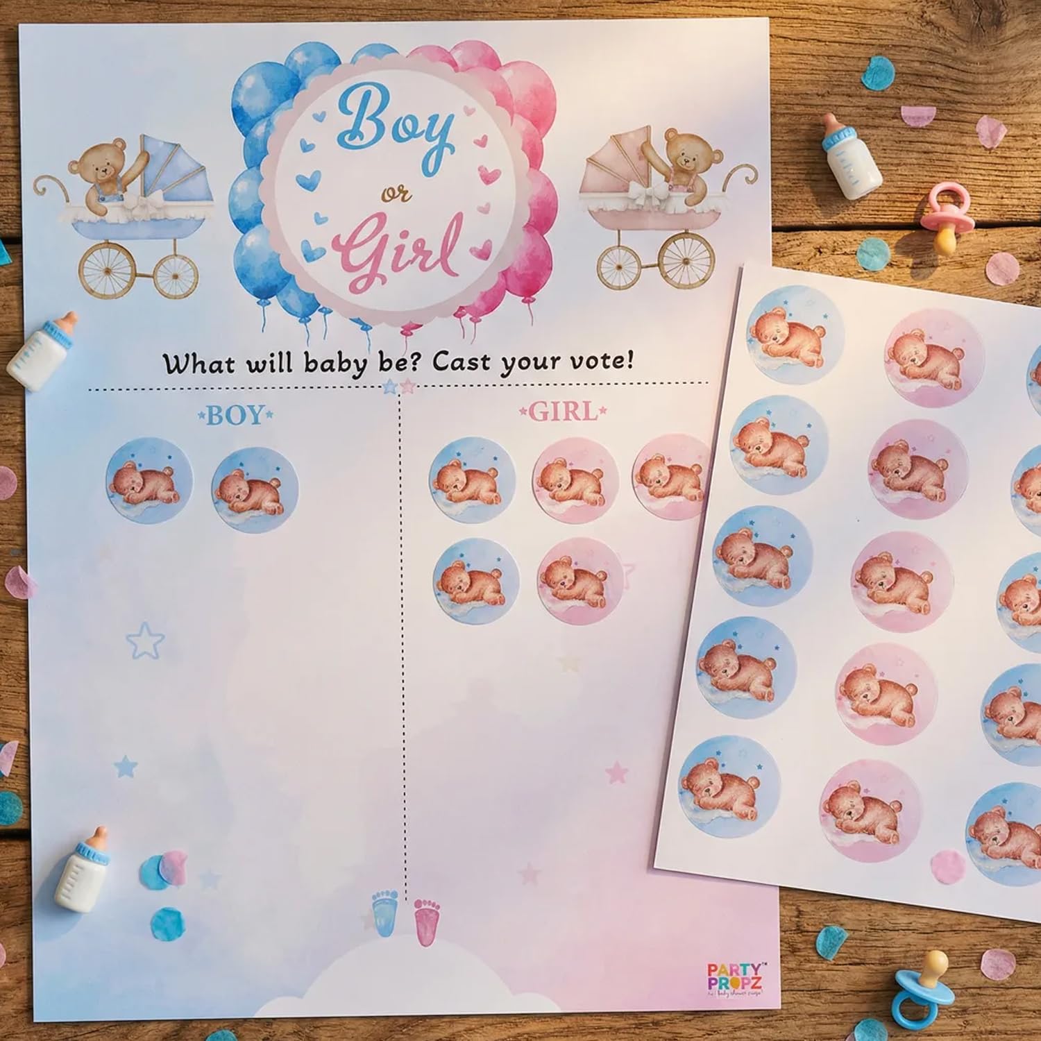 Party Propz Guess the Baby Prediction Cards - 21 Pcs Vote Card, Baby Shower Games for Guests, Cast Your Vote, Naming Ceremony, Mom to Be Games-image-32