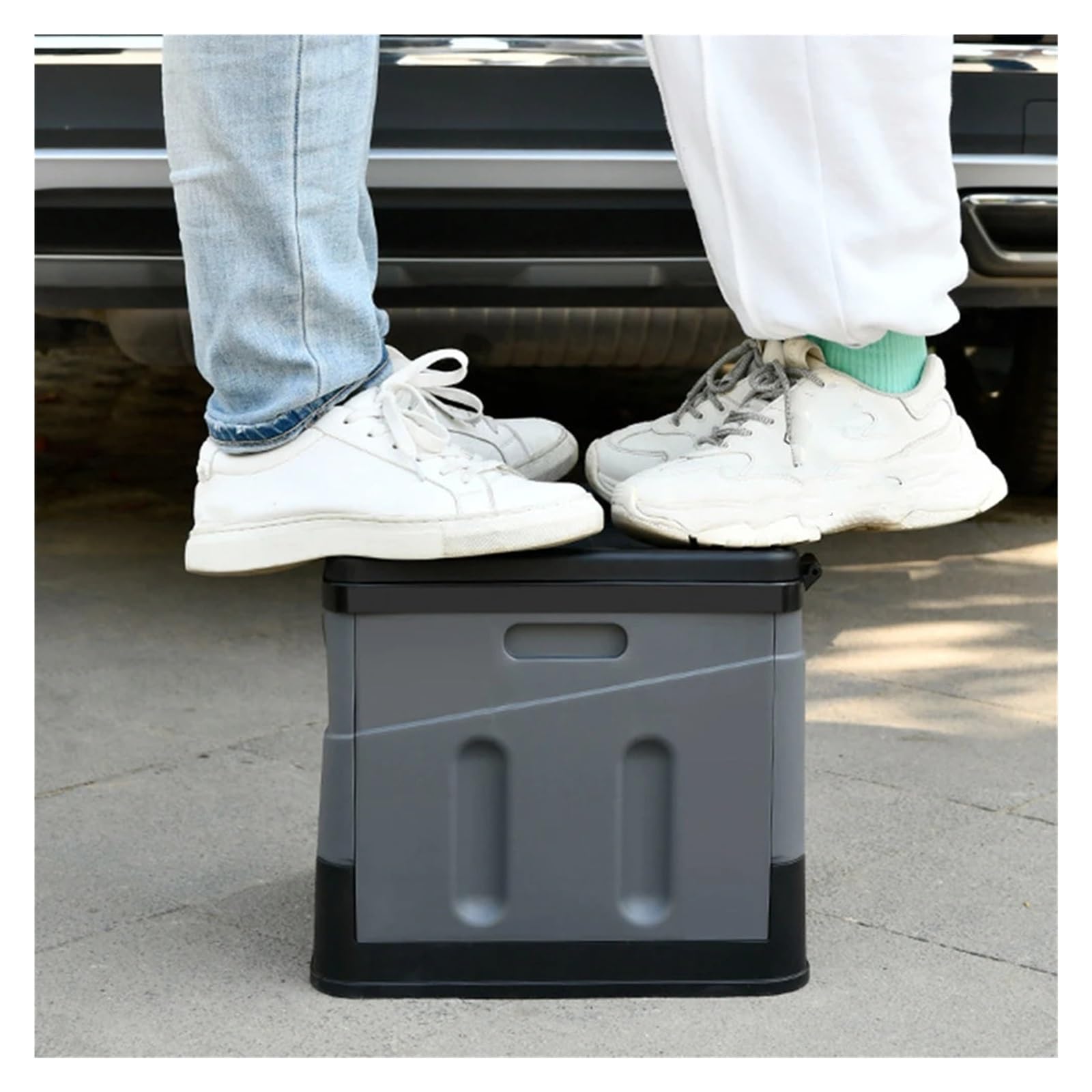 Inodoro plegable portátil para acampar al aire libre con bolsas de basura (negro y gris)