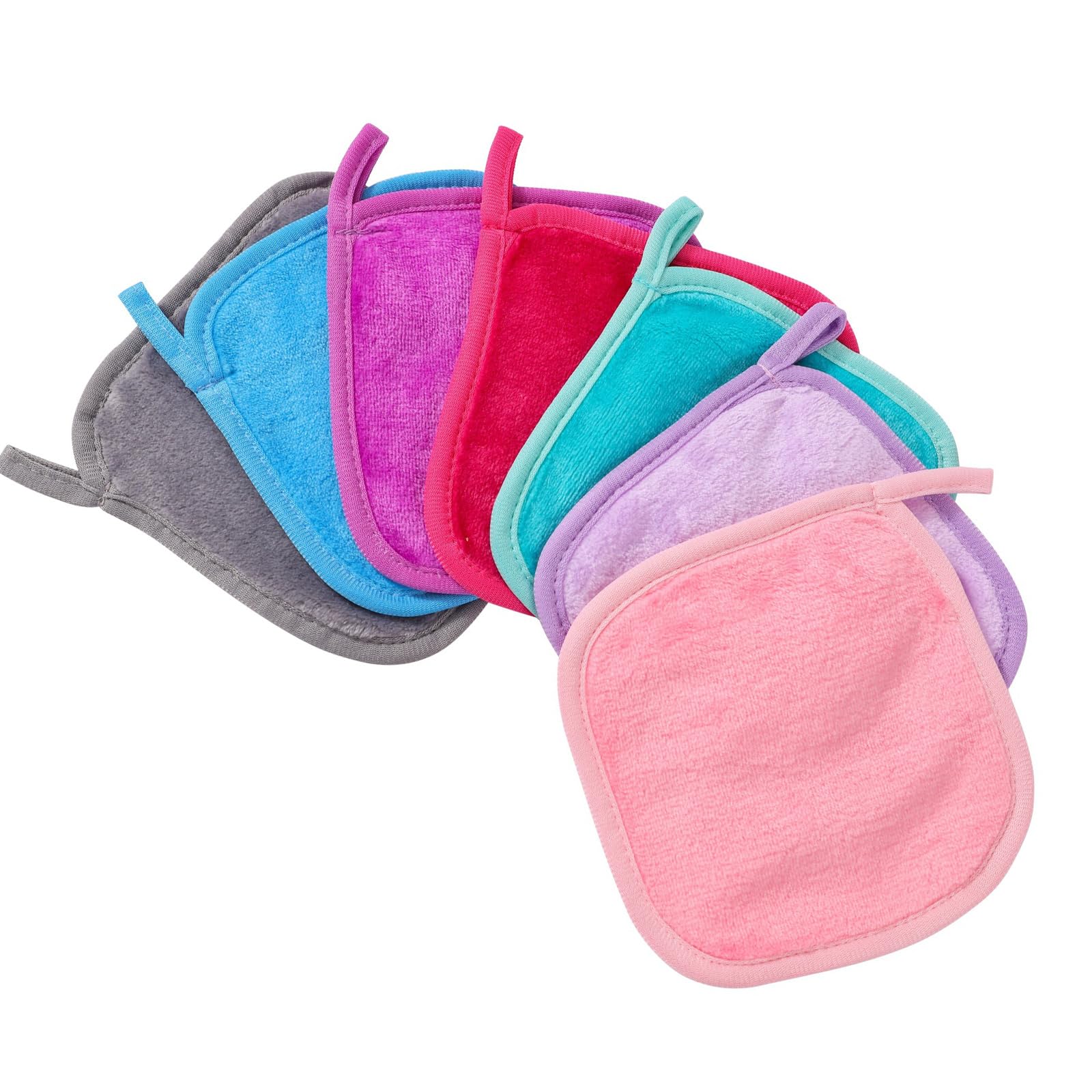 Kalttoy 7Pieces Flannel Washcloth with Ergonomic Design for Easy Grip and Effective Cleaning Makeup Remover Mitt Glove Cotton Face Towels