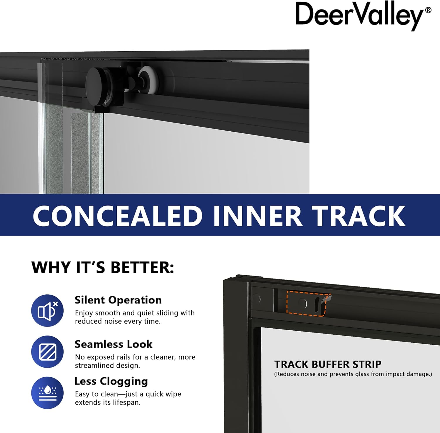 DeerValley 36"x 72" Framed Corner Shower Enclosure, Double Sliding Door Corner Shower Door, Reversible Shower Kit with 5/16" (8mm) Thick Clear Glass (Black)