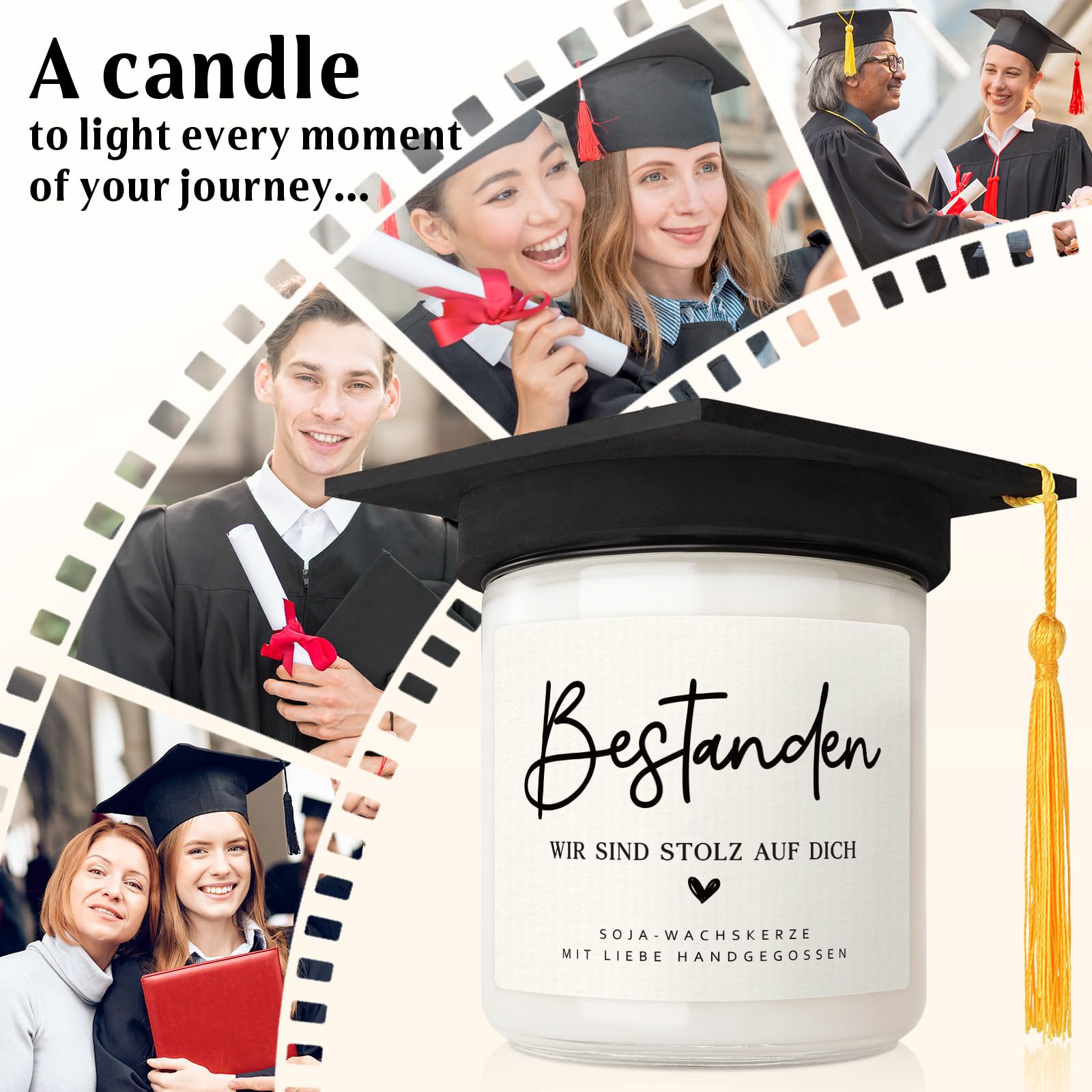 Bestandene Prüfung Geschenk, Duftkerze Master Bachelor Abschluss Geschenke, "Bestanden WIR SIND STOLZ AUF DICH", Prüfung Bestanden Geschenk für Schüler Führerschein, Abschlussgeschenk