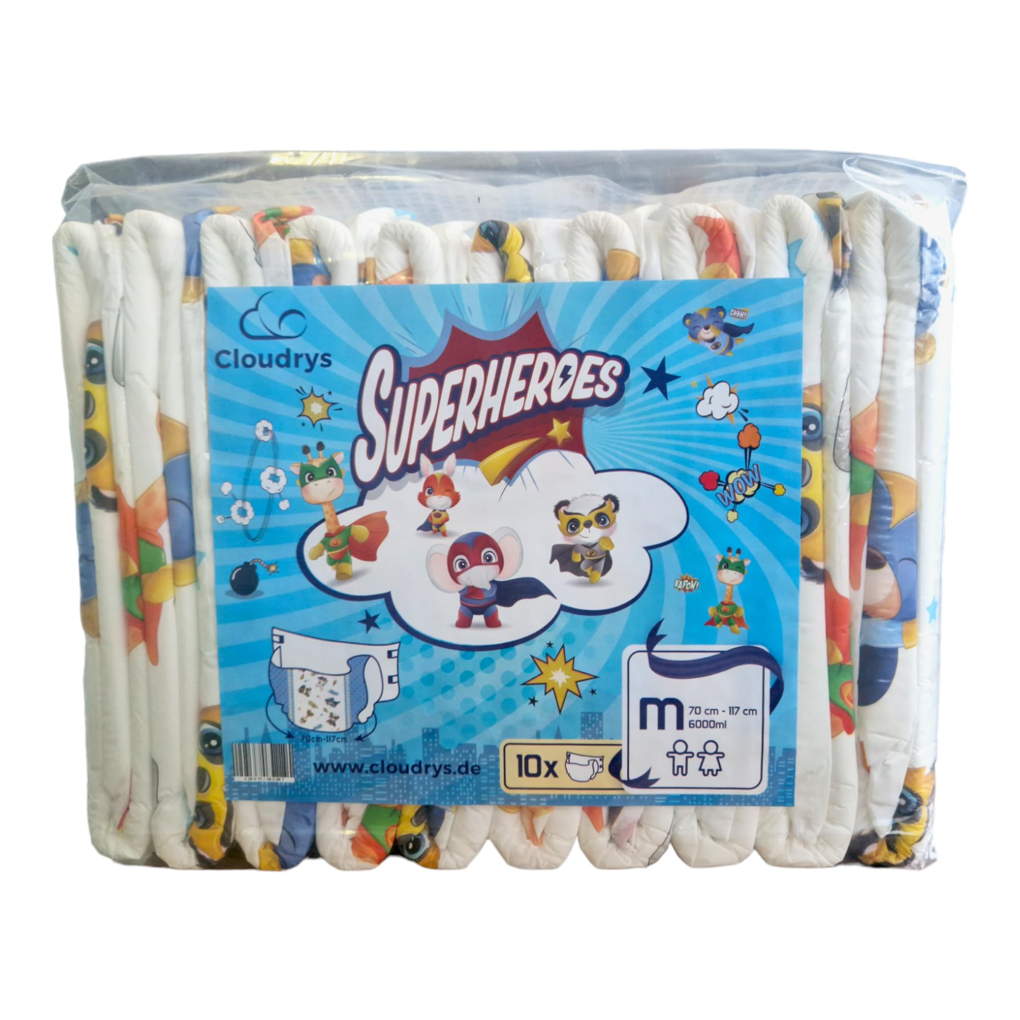 Cloudrys Superheros pieluchy dla dorosłych z motywem dziecięcym rozm. M