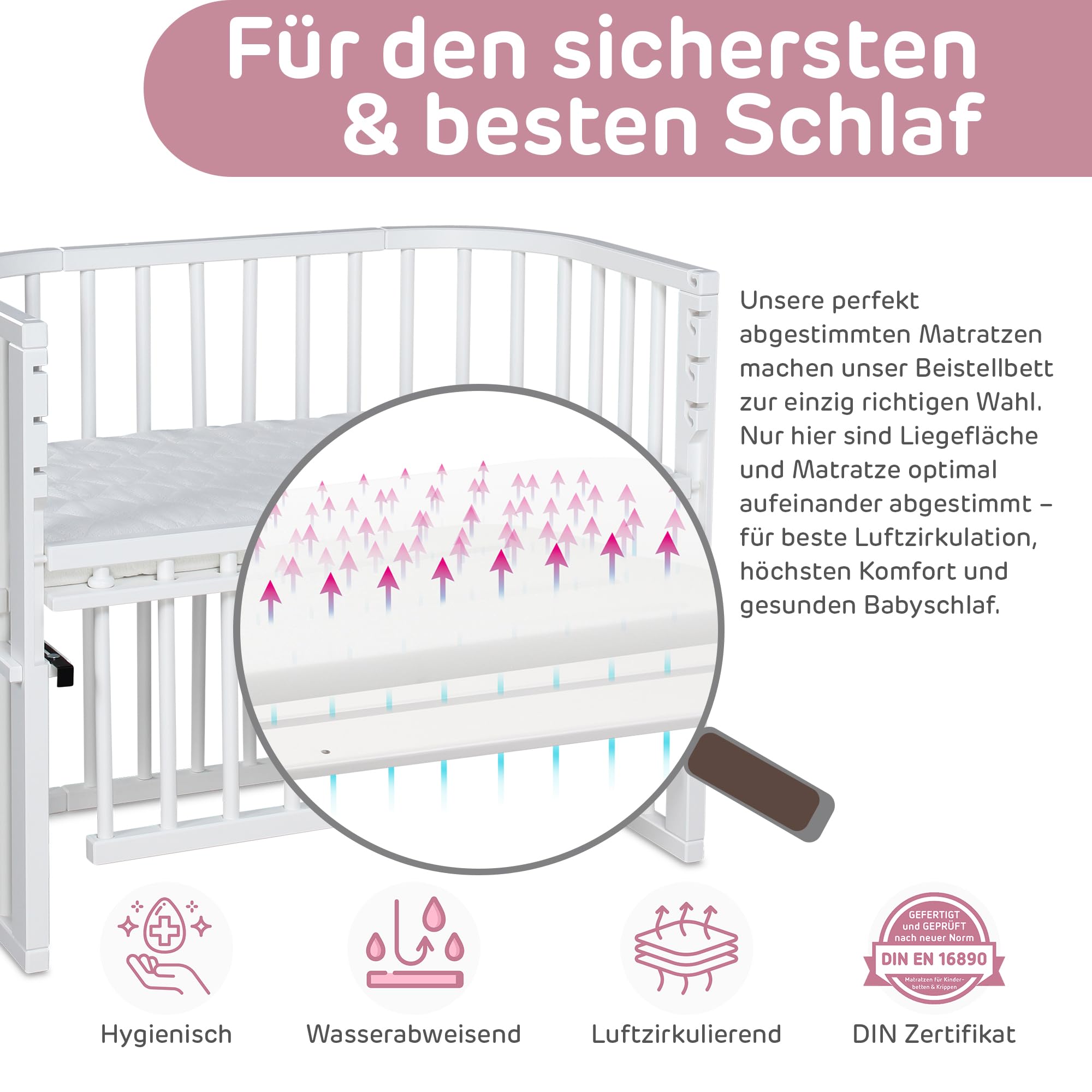 babybay Maxi Comfort Plus łóżko do spania w kolorze białym