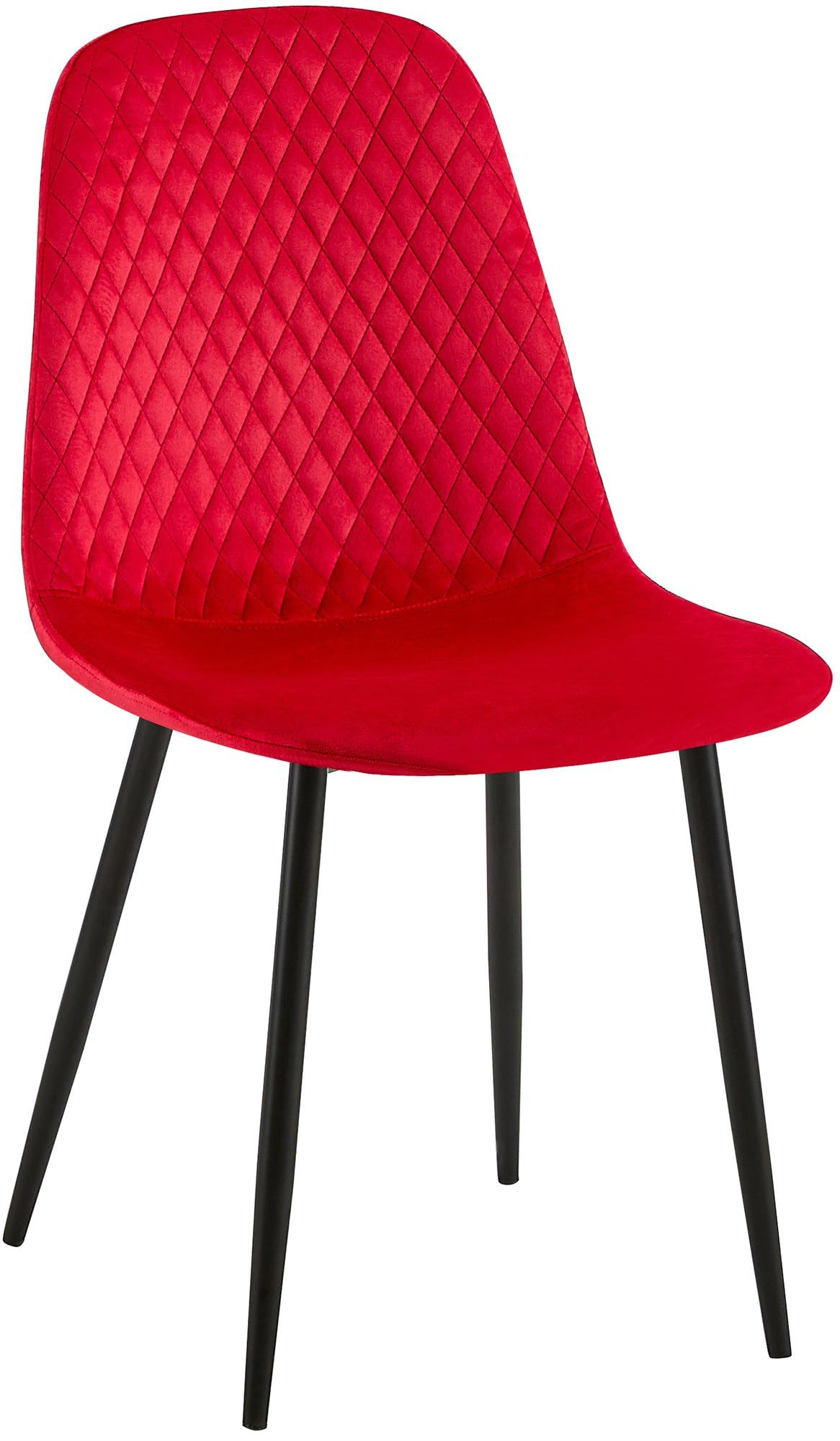 CLP Silla De Comedor Giverny En Tela O Terciopelo I Butaca De Salón Moderna con Bordado Decorativo & Base Metálica, Color:Rojo, Material:Terciopelo