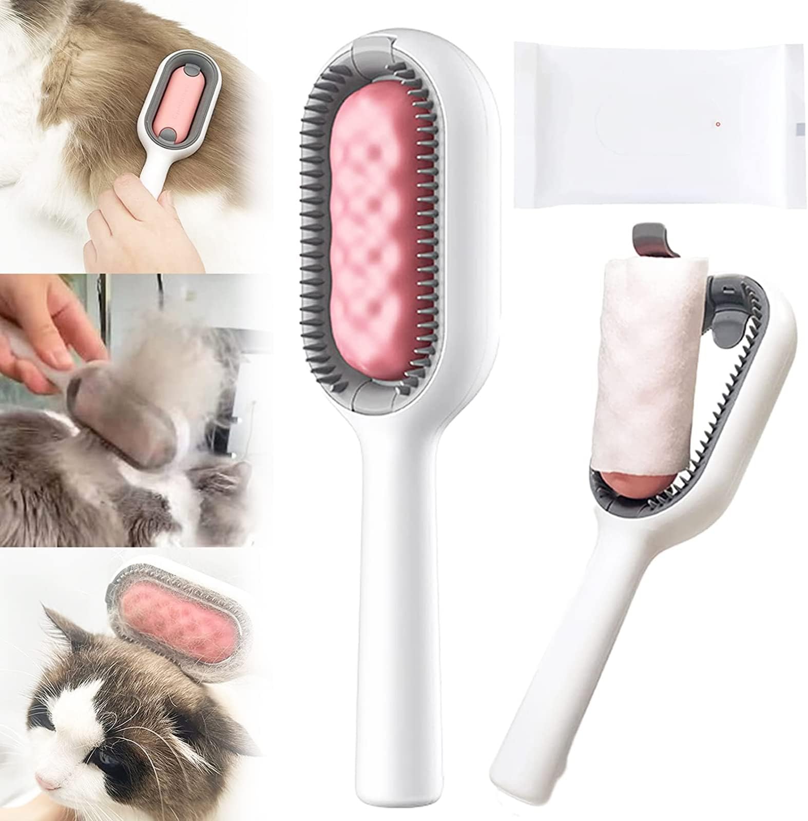 ANTOLE Pet Knots Remover for Cats Dogs,Pet Hair Remover with Wet Wipes,Reusable Magic Hair Comb Dog Hair Remover for Pet Hair Cleaning and Grooming