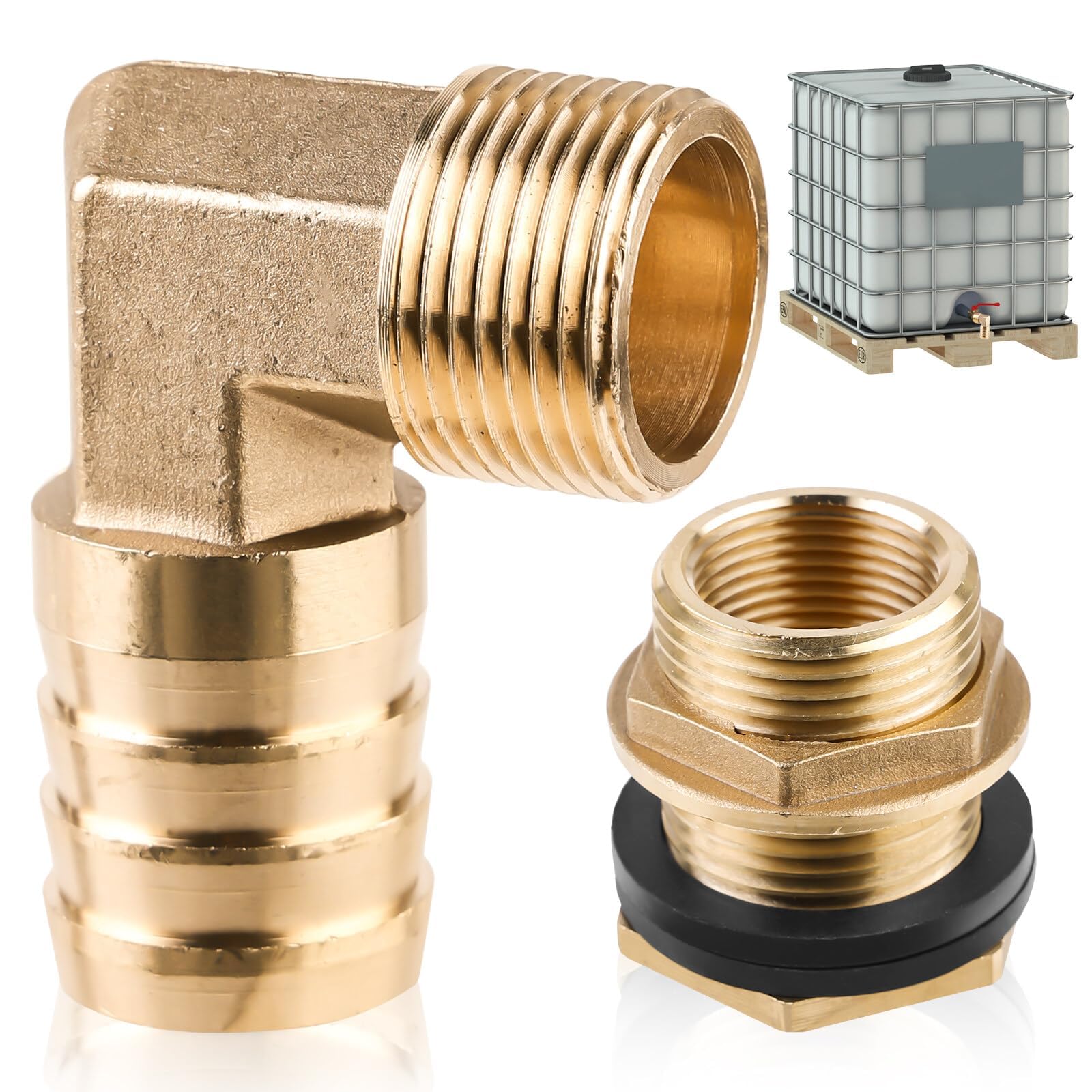 Lot De 2 Raccords De Citerne D'eau De Pluie En Laiton Ig G3/8" (15