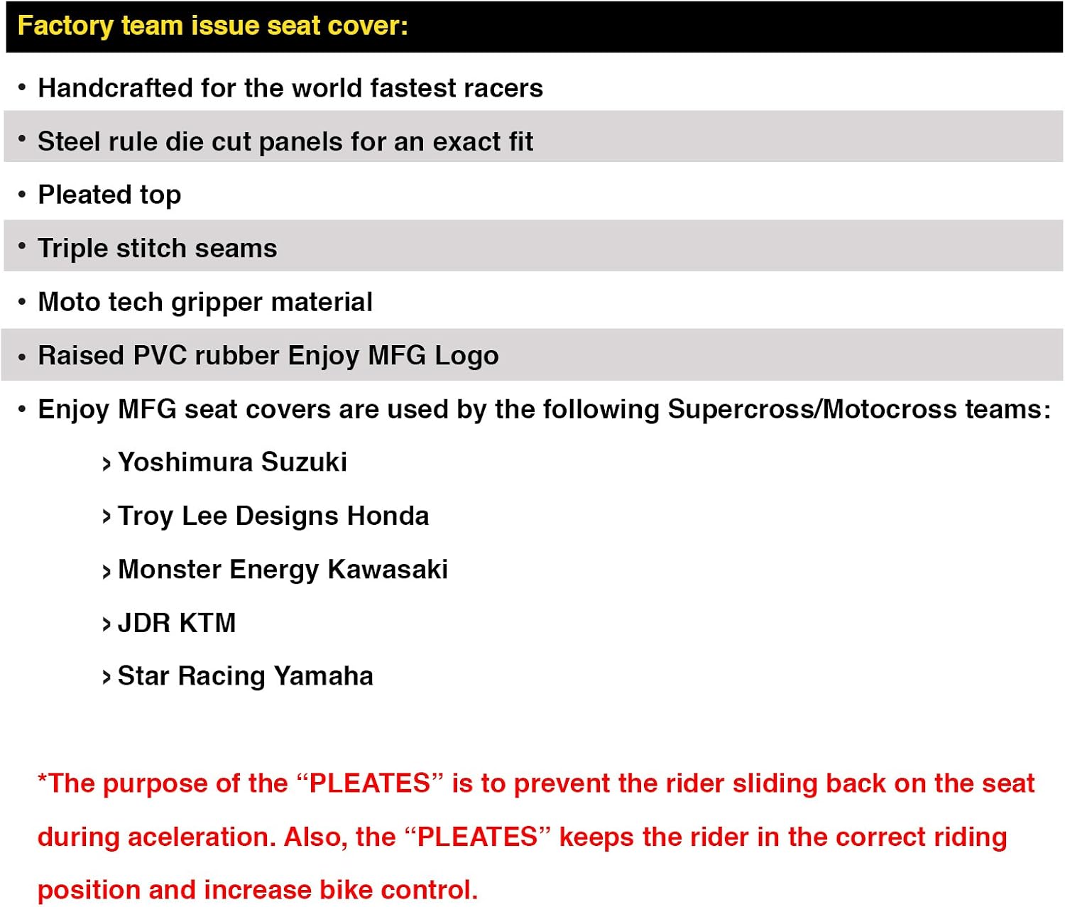 Enjoy Mfg Seat Cover - Compatible Fit for 2000-2007 Yamaha TTR 125 TTR125 - Blue Sides/White Pleated Top #121