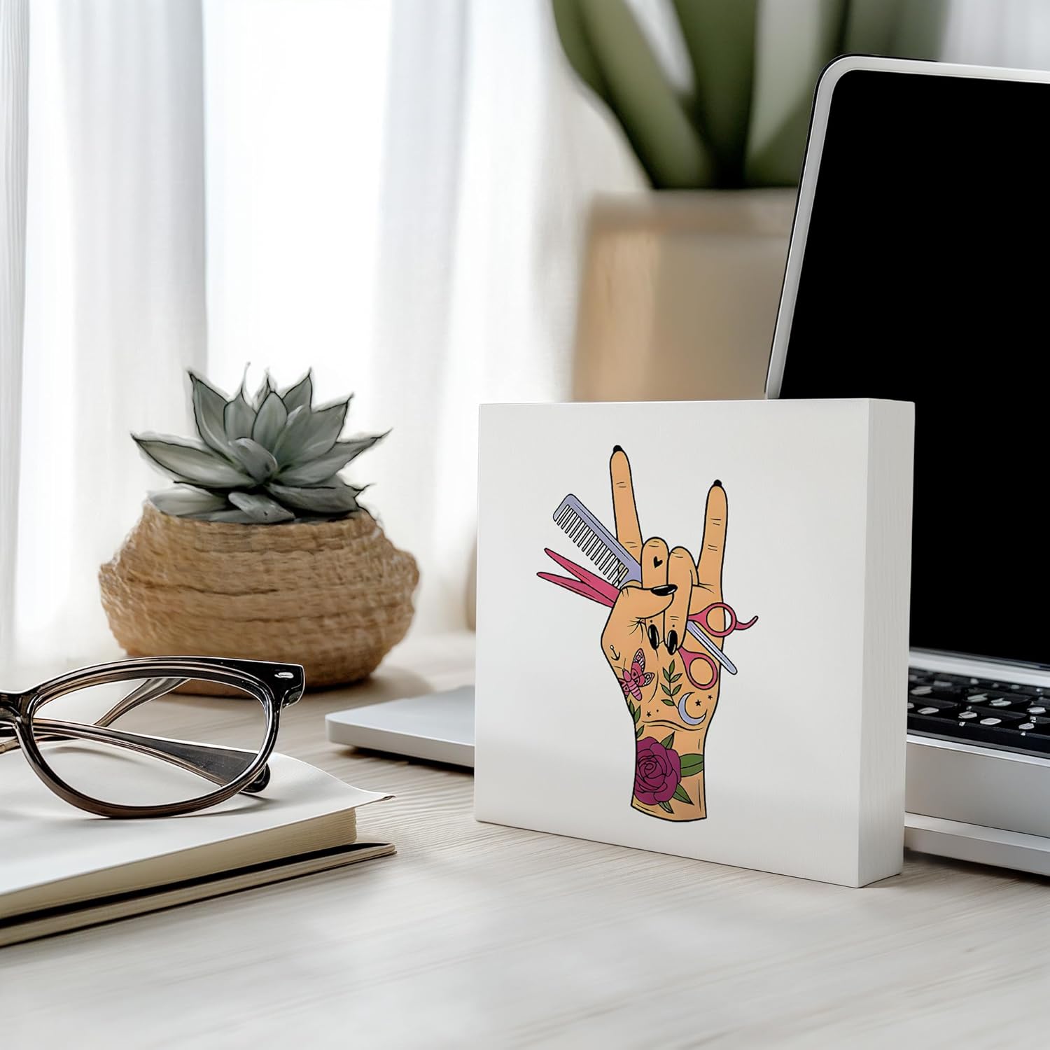 Hair Stylist Hairdresser Gifts for Women Signs, Hair Salon Decor for Stylist, Cosmetology Decorations,Hairstylist Ornaments Cosmetology Graduation Gifts, Beauty Salon Accessories for Women,5x5 - Image 4