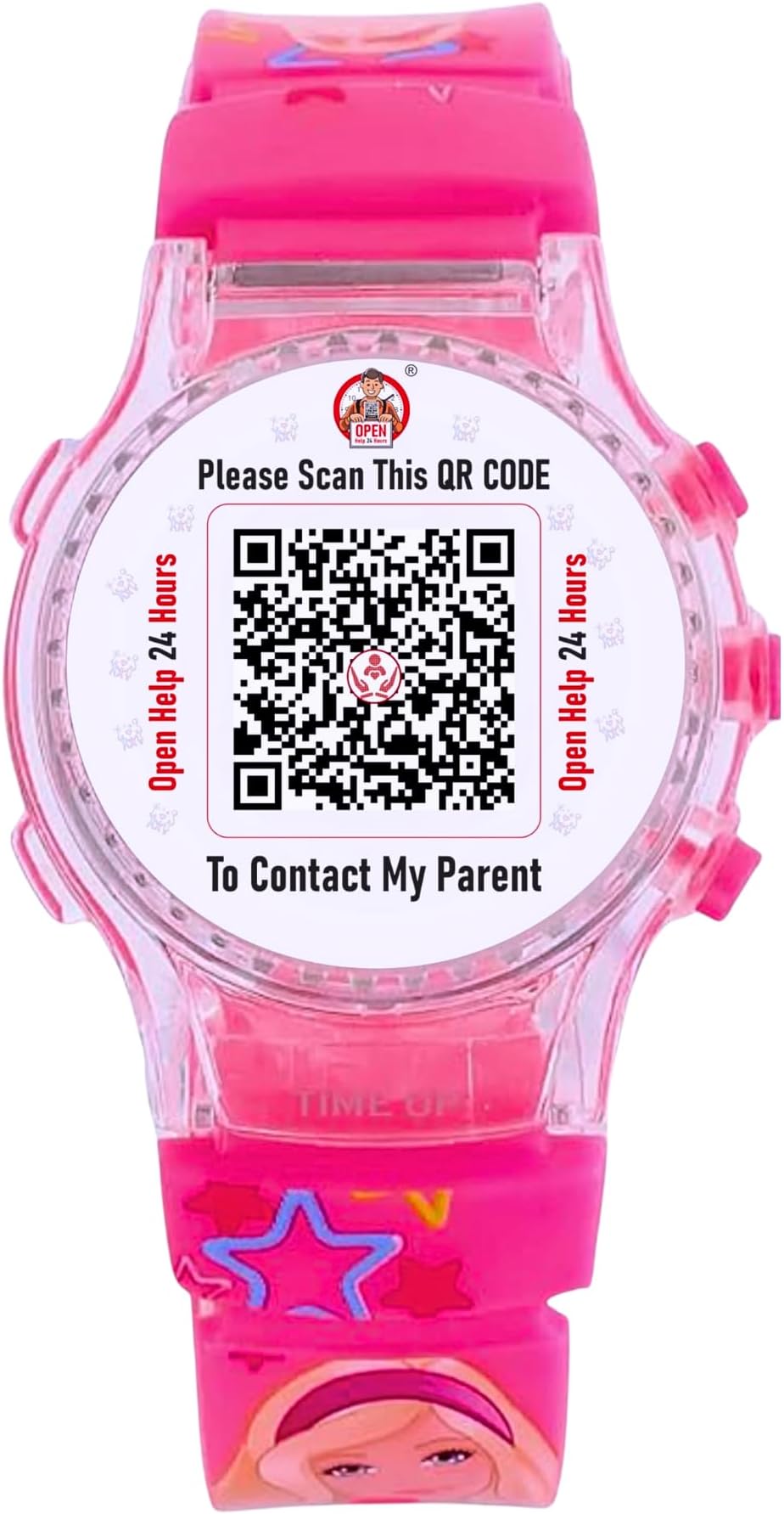 Smart Safety Watch/Kids Safety Warch | Allow people to inform you about your Lost Child with exact Location | Without GPS QR based Technology for Lost Child, Add multiple Contact | Combo (3, Pink)