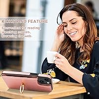 Vista 6 de Folosu Funda tipo billetera compatible con iPhone 14 con soporte para tarjetas, rotación de 360°, soporte de anillo de dedo con función atril