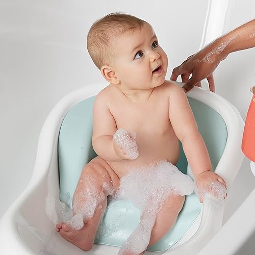 Miniatura 4 de Fisher-Price Bañera de bebé a niño pequeño 4 en 1 con soporte extraíble para bebés y 2 juguetes, flores de verano