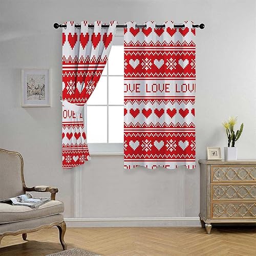 Miniatura 2 de Living-Room Curtains Love Decor Collection Grommet Short Privacy Curtain Cortinas para Ventanas De Cuarto 55Inch Width by 55Inch Length,2 Panels
