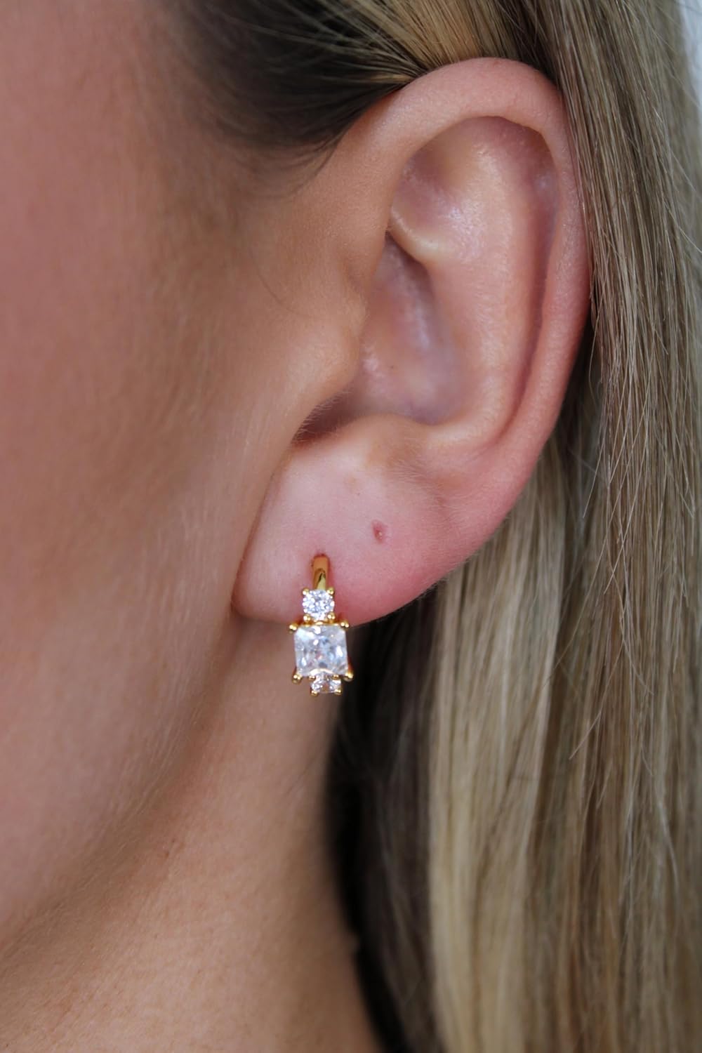 18K Gold Plated Sparkly Hoop Earrings for Women – Chunky Gold Hoops with White Zircon – Hypoallergenic, Non-Tarnish Steel Post – Elegant Jewelry Gift for Her by Malibu Sunday