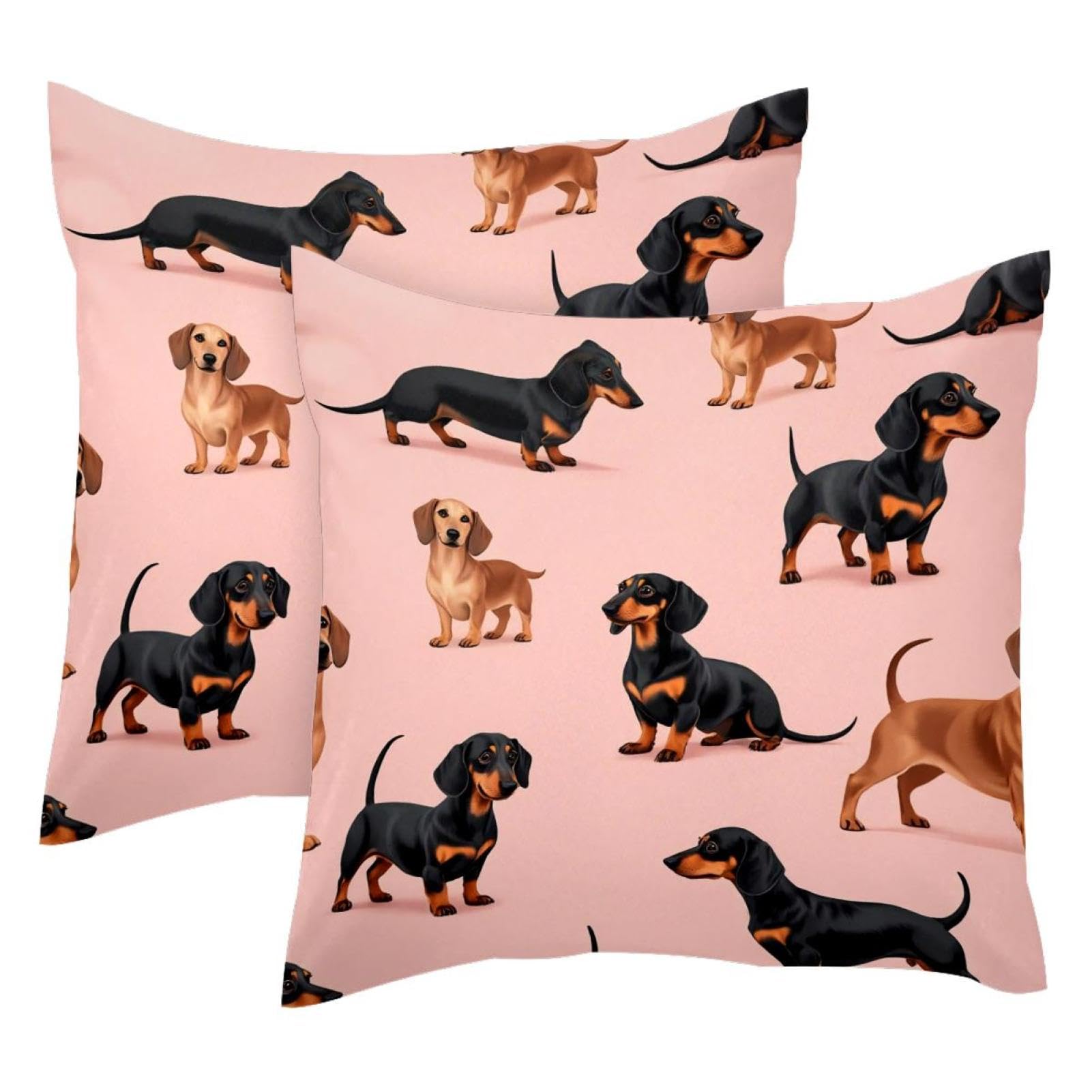 Housses de coussin en velours doux 50x50 cm au motif chien raffiné