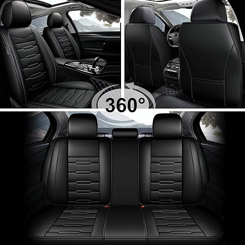 Miniatura 5 de AOMSAZTO Funda de asiento de automóvil para Toyota Tacoma 2016-2023, juego completo de 5 asientos, cojín de cuero para asiento de automóvil,