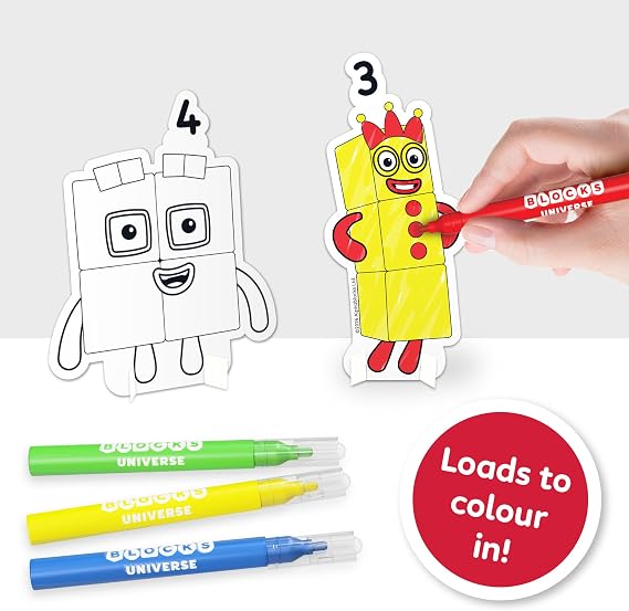 Numberblocks Sticker Activity Set – 40+ Pieces Kids Sticker Sheets with Felt Tips, Colouring Characters – Educational Maths Learning – Kids Party Bag Fillers, Creative Maker Kitz by Bladez Toyz