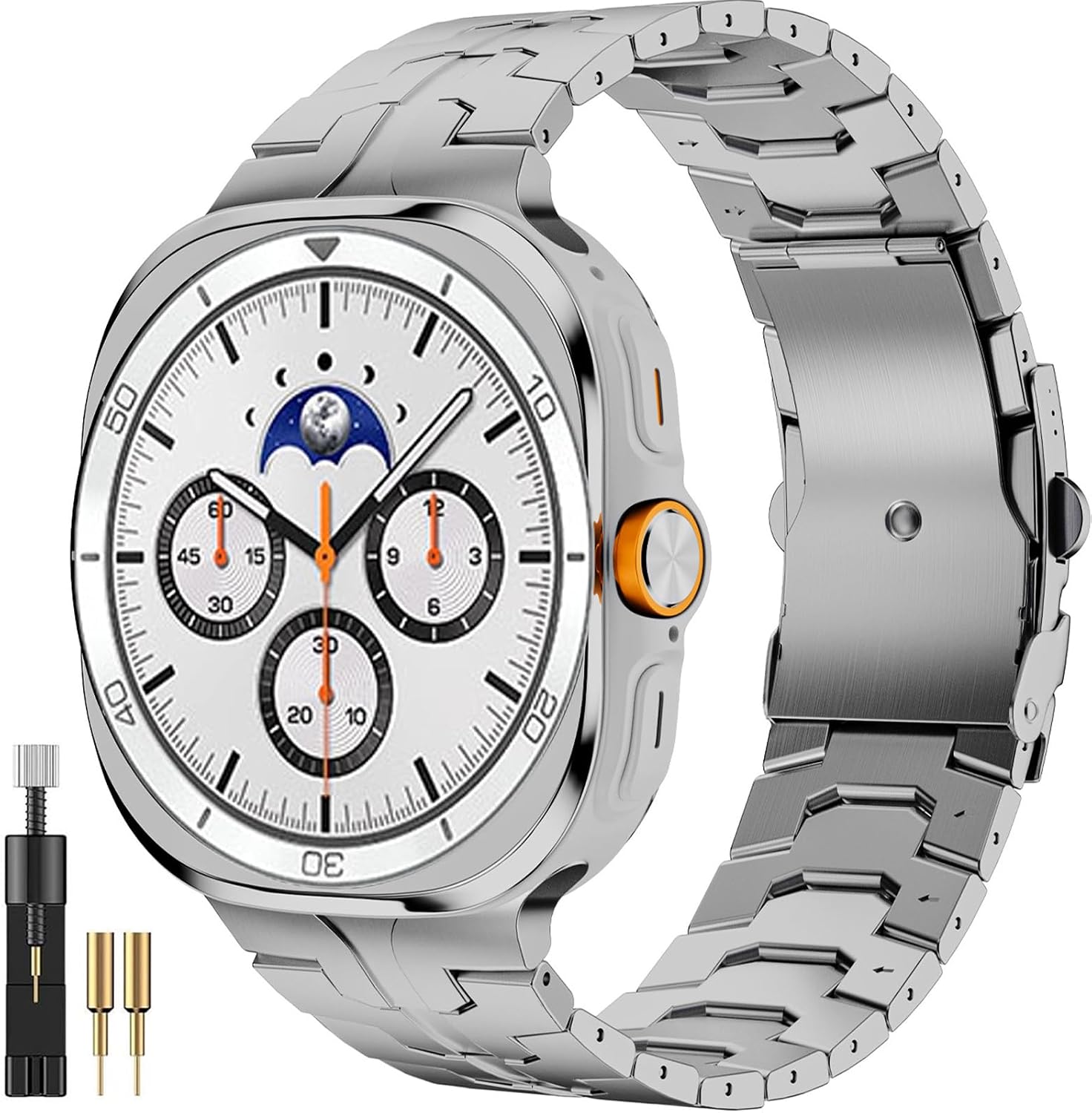 NINKI Metal Bands for Samsung Galaxy Watch 9 8 40mm 44mm Classic 46mm, No Gap Business Large Adjustable Stainless Steel Rugged Strap for Galaxy 9 Watch Wristbands for Samsung Watch 8 9 44mm 40mm Mens