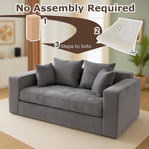 Miniatura 7 de Sofá cama convertible 3 en 1, sofá cama plegable plegable  Sofá cama sin hueso y futón en el suelo, sofá cama extraíble de pana con 4 almohadas para