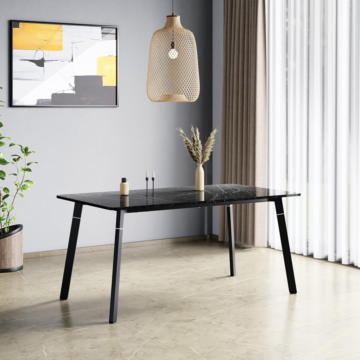 GODREJ INTERIO Aclectic 6-Seater HMR Board Rectangular Dining Table, 1 Year Warranty