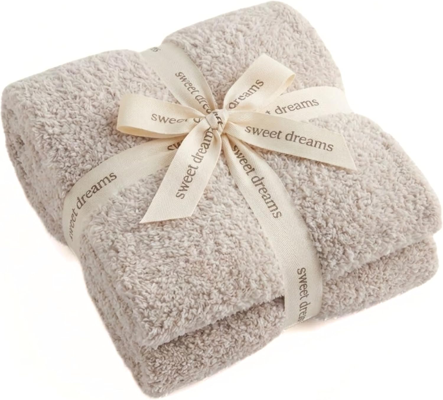 Unboxme Sweet Dreams Cozy Soft Throw Blanket 54" x 72", Warm Fluffy Fleece No Shedding, Taupe for Mom