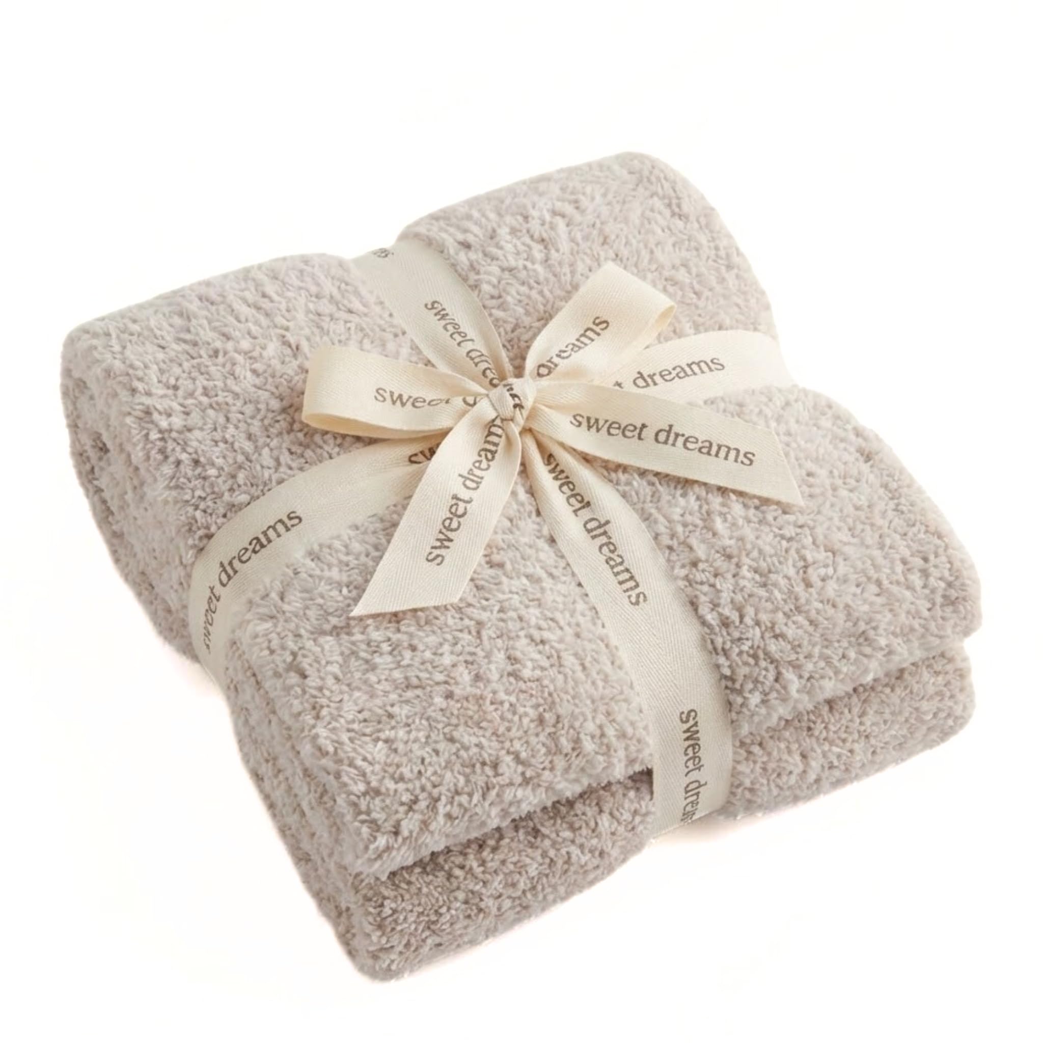 Photo 1 of Unboxme Sweet Dreams Cozy Soft Throw Blanket 54" x 72", Warm Fluffy Fleece No Shedding, Taupe for Mom