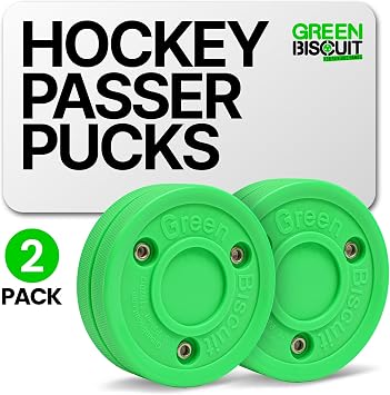 Green Biscuit Passer-2 Pack | Off-Ice Stickhandling & Passing Puck | The is Great for Street Hockey