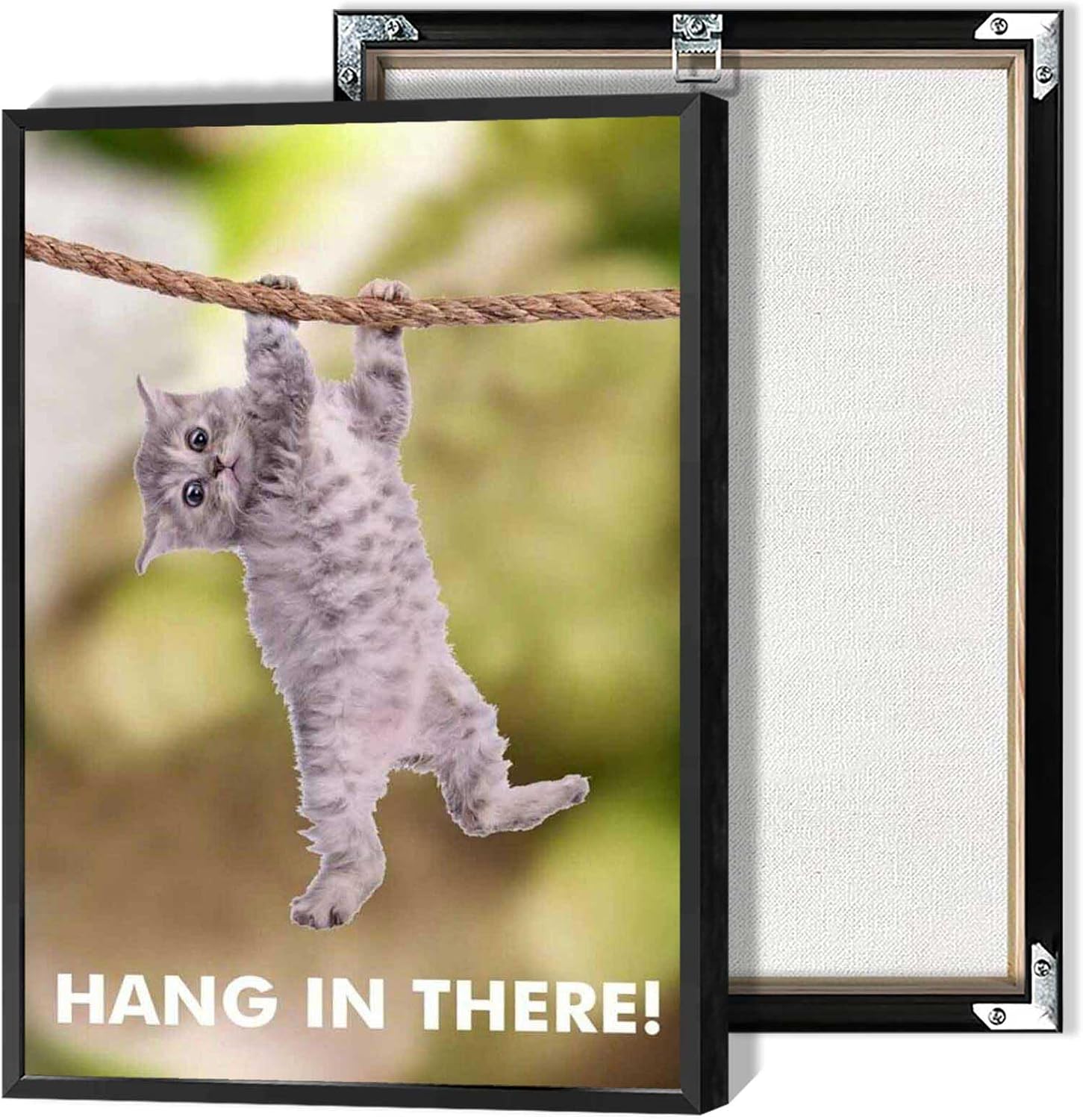 CJWHGYJ Funny Hang in There Cat Poster Motivational Abstract Animals Wall Art For Home Bedroom Living Room Office And Other Wall Decor 12x16in Wframed