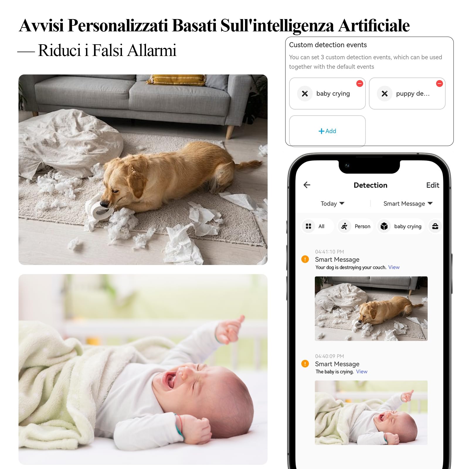 AMOROM Telecamera WiFi Interno con Rilevamento del Movimento Tramite IA, Pan/Tilt, Visione Notturna, Audio Bidirezionale, Compatibile con Alexa, 2.4Ghz Wifi, 4 Pack