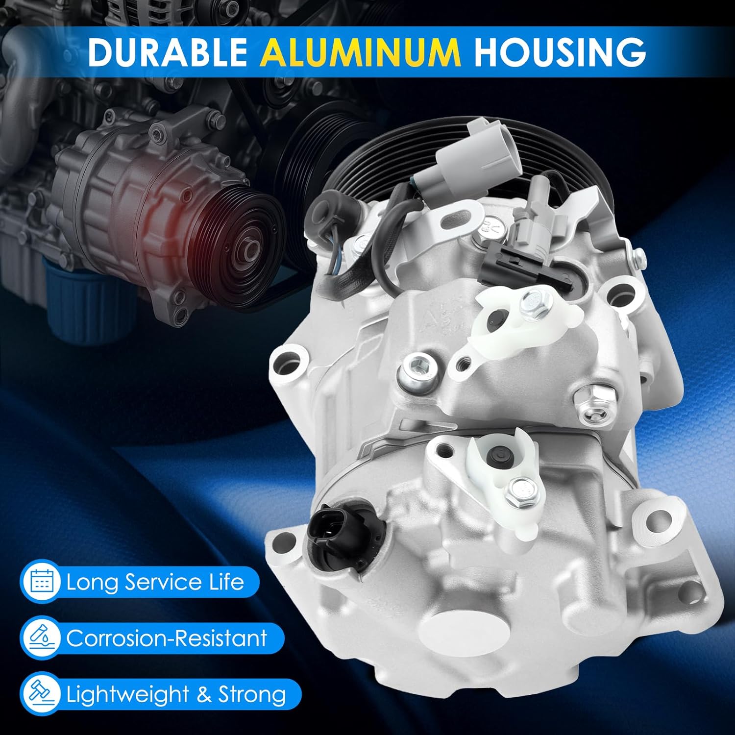 Car A/C Compressor Fit for Toyota 13-18 Avalon, 12-17 Camry, 11-16 Sienna, Highlander, for Lexus ES350, RX350 Automotive Replacement AC Compressor 8832048220 A/C Compressor for Car CO 29042C