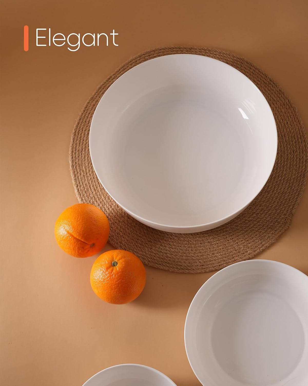 LaGlint 10 Inch 90 OZ Opal Glass Serving Bowls Set of 2, Extra Large White Salad Bowls for Kitchen, Microwave & Dishwasher Safe