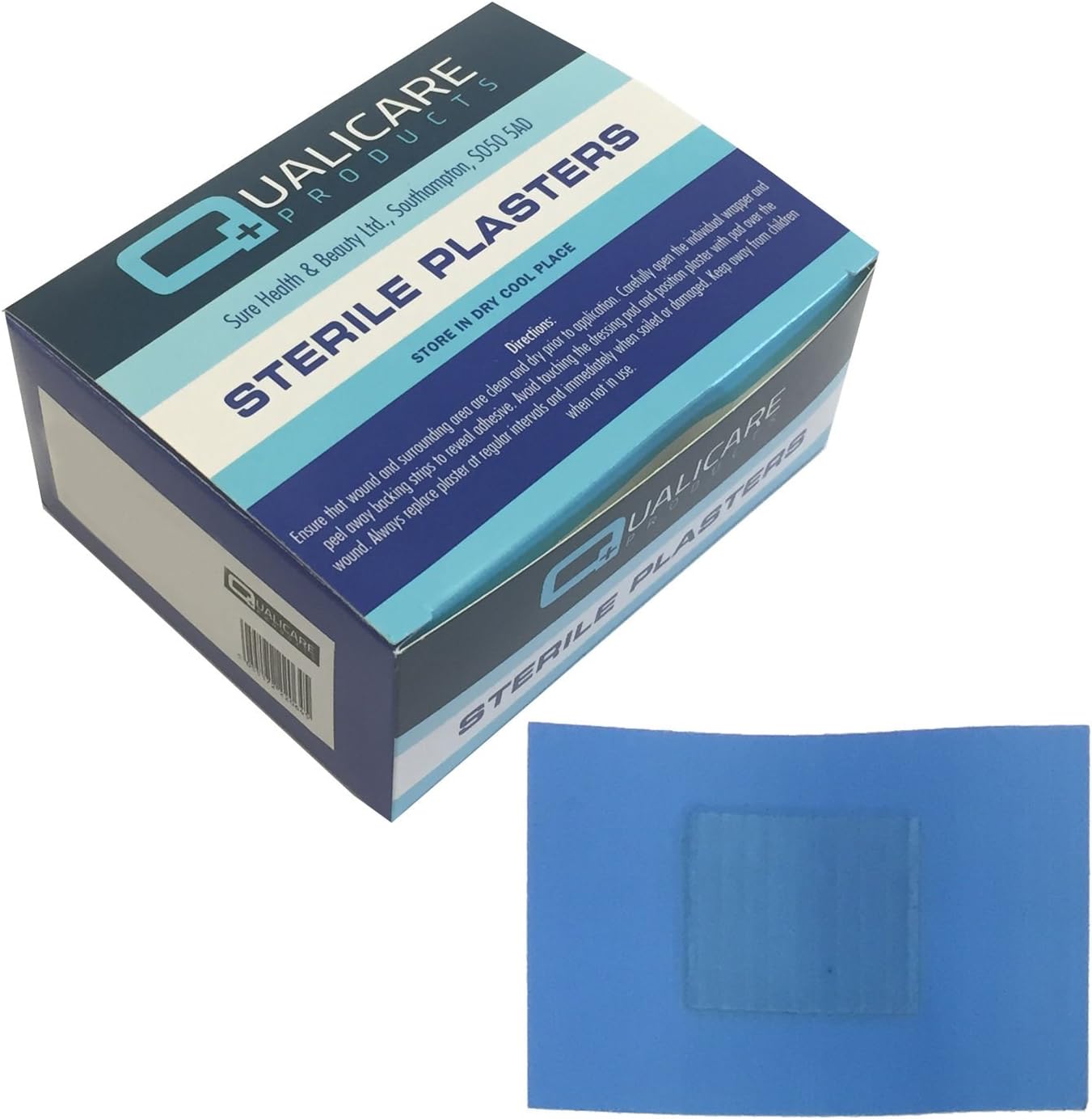Qualicare Blue Detectable Waterproof 7.2cm x 5cm Plasters (Box of 50)
