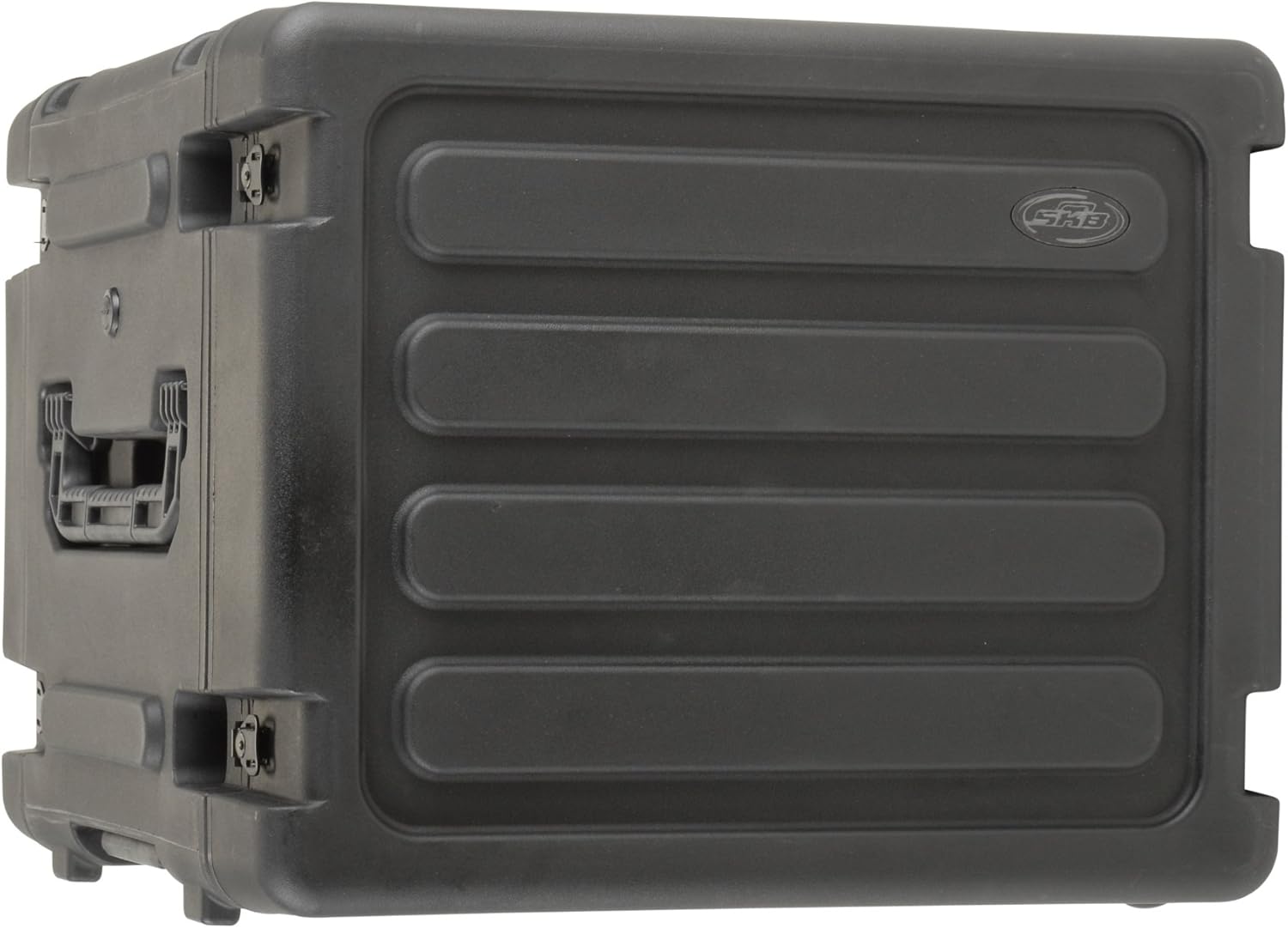 SKB Cases 3SKB-R08U20W 20" Deep 8U Roto Shockmount Rolling Rack, Shock and Water Resistant, Threaded Steel Rails, Rear Rails, Built-in Wheels, Low Profile Pull Handle