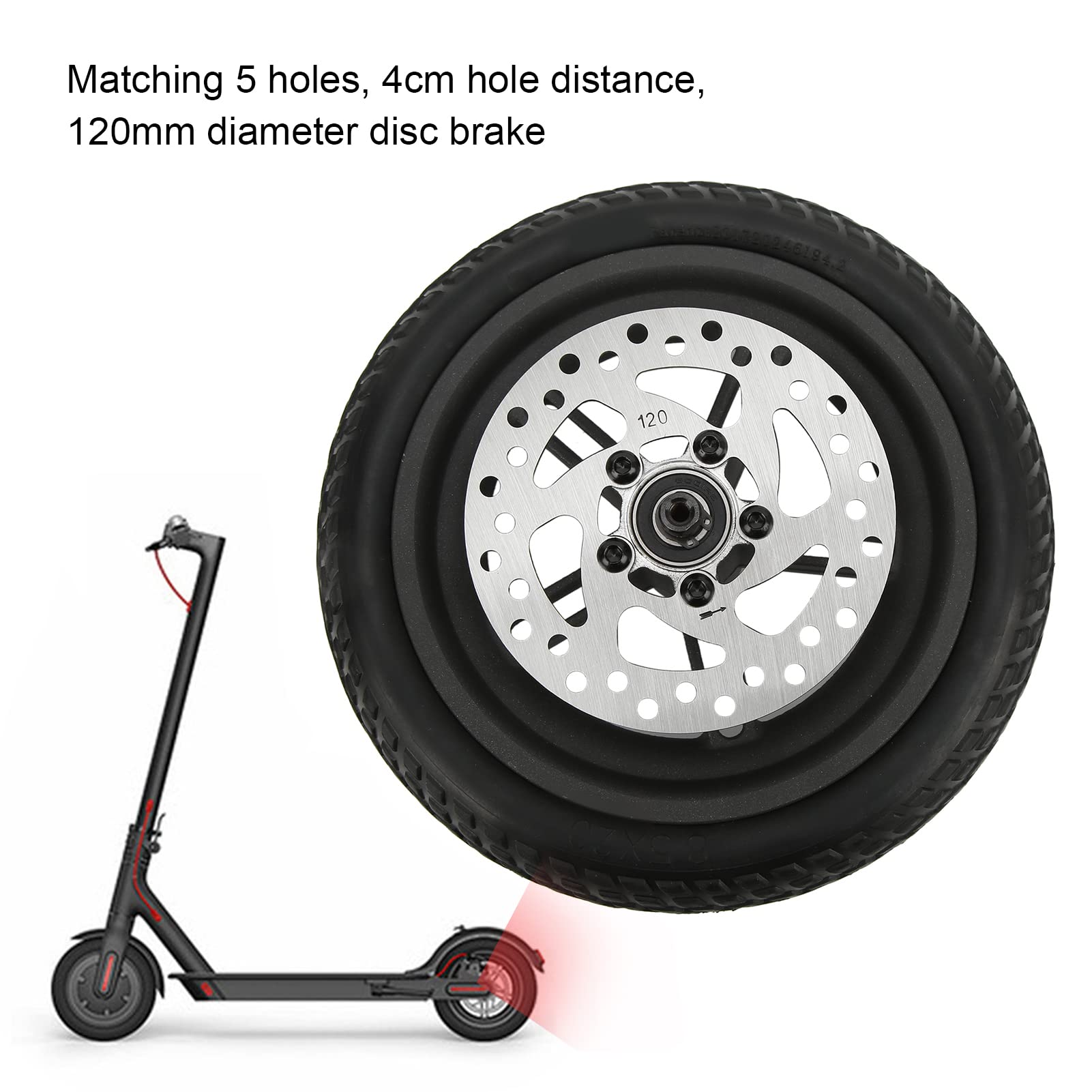 Ensemble de pneus arrière de Scooter de 8,5 Pouces, résistant aux crevaisons en Caoutchouc de Pneu Solide de Scooter de 8,5 Pouces Absorbant Les Chocs pour Le Scooter électrique M365 Pro